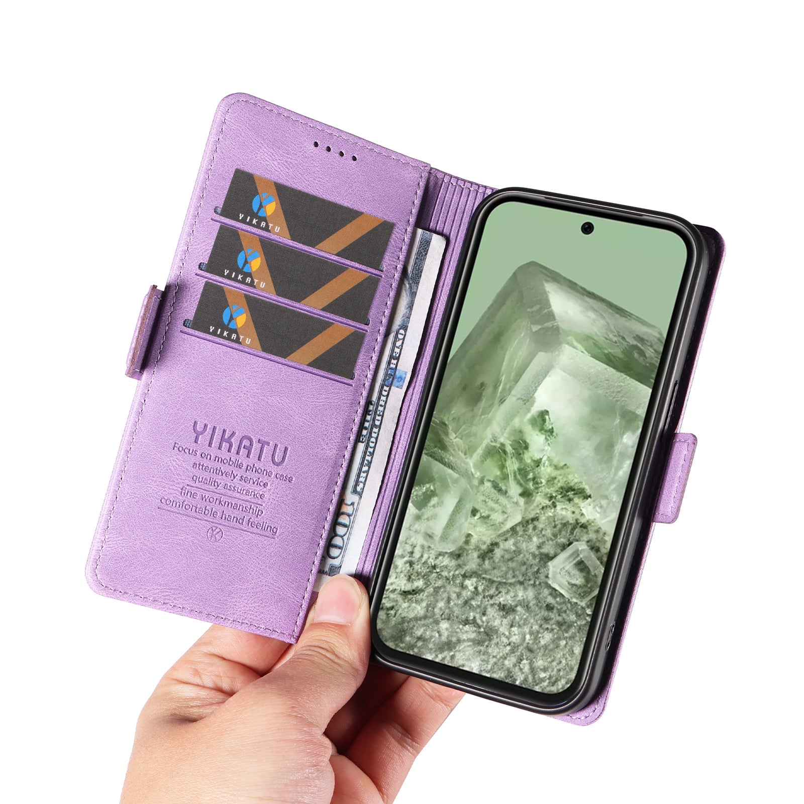 YIKATU YK-005 For Google Pixel 8a Case PU Leather Skin-touch Wallet Flip Phone Cover - Purple