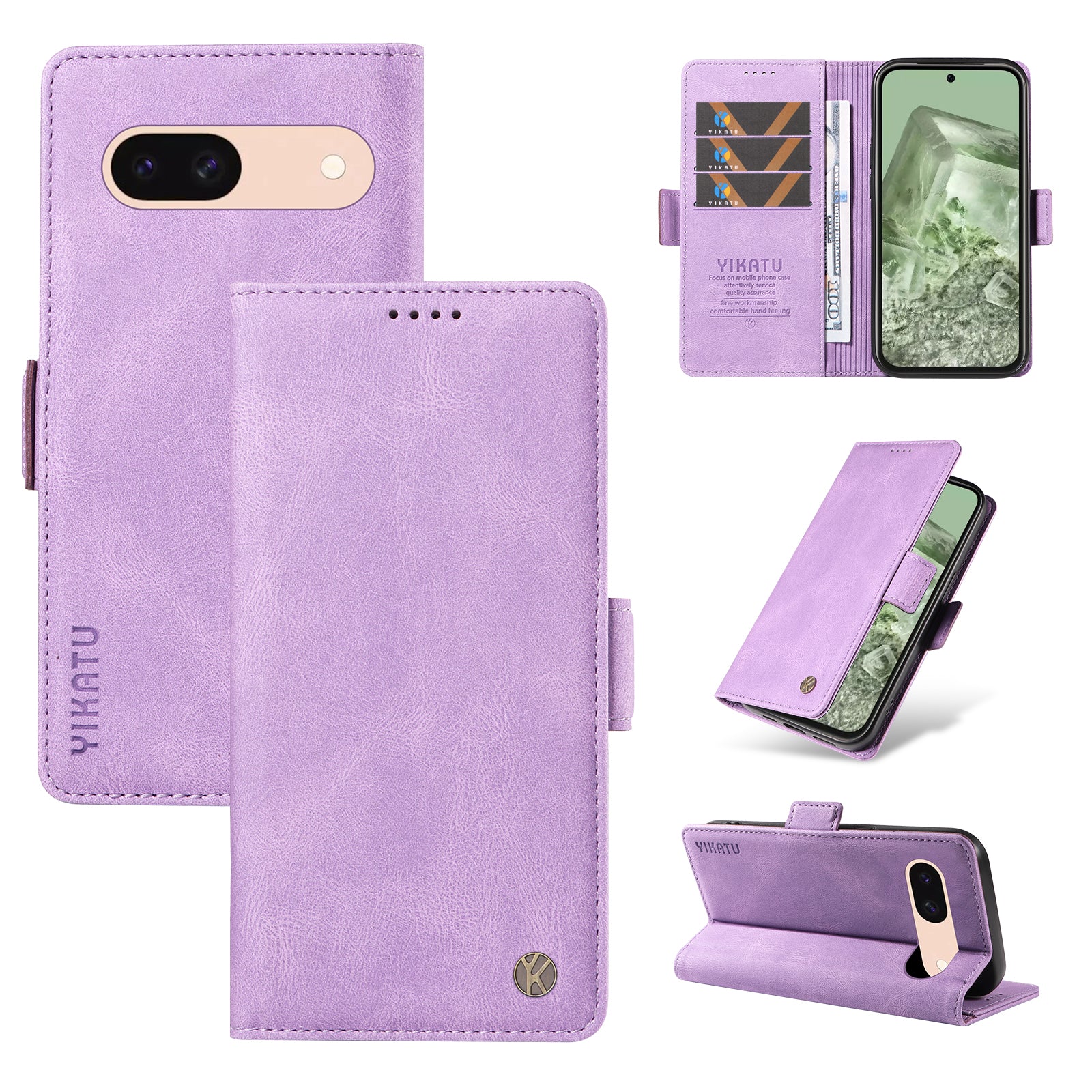 YIKATU YK-005 For Google Pixel 8a Case PU Leather Skin-touch Wallet Flip Phone Cover - Purple