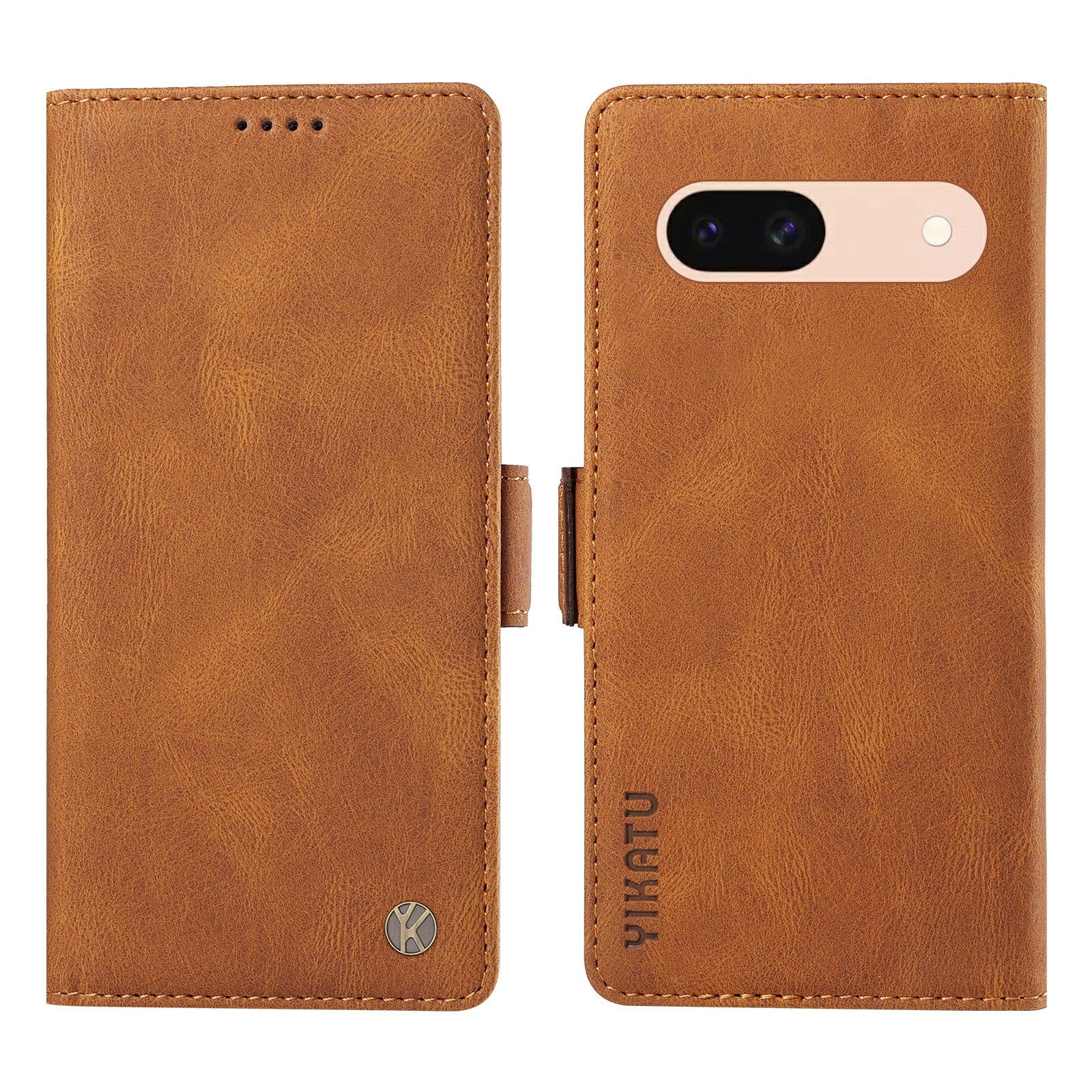 YIKATU YK-005 For Google Pixel 8a Case PU Leather Skin-touch Wallet Flip Phone Cover - Brown