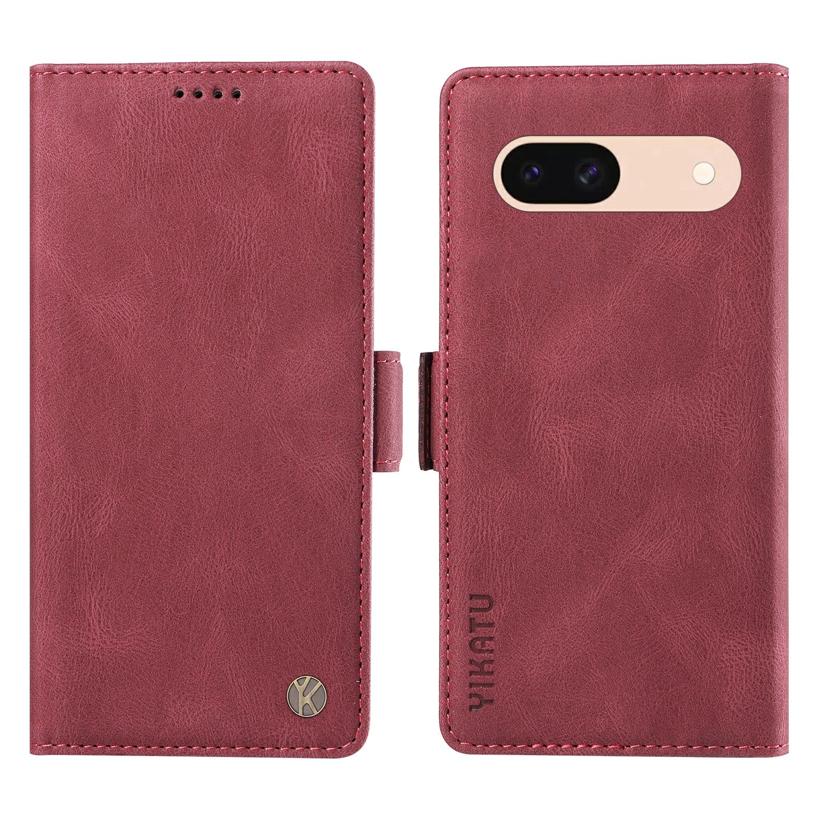 YIKATU YK-005 For Google Pixel 8a Case PU Leather Skin-touch Wallet Flip Phone Cover - Wine Red