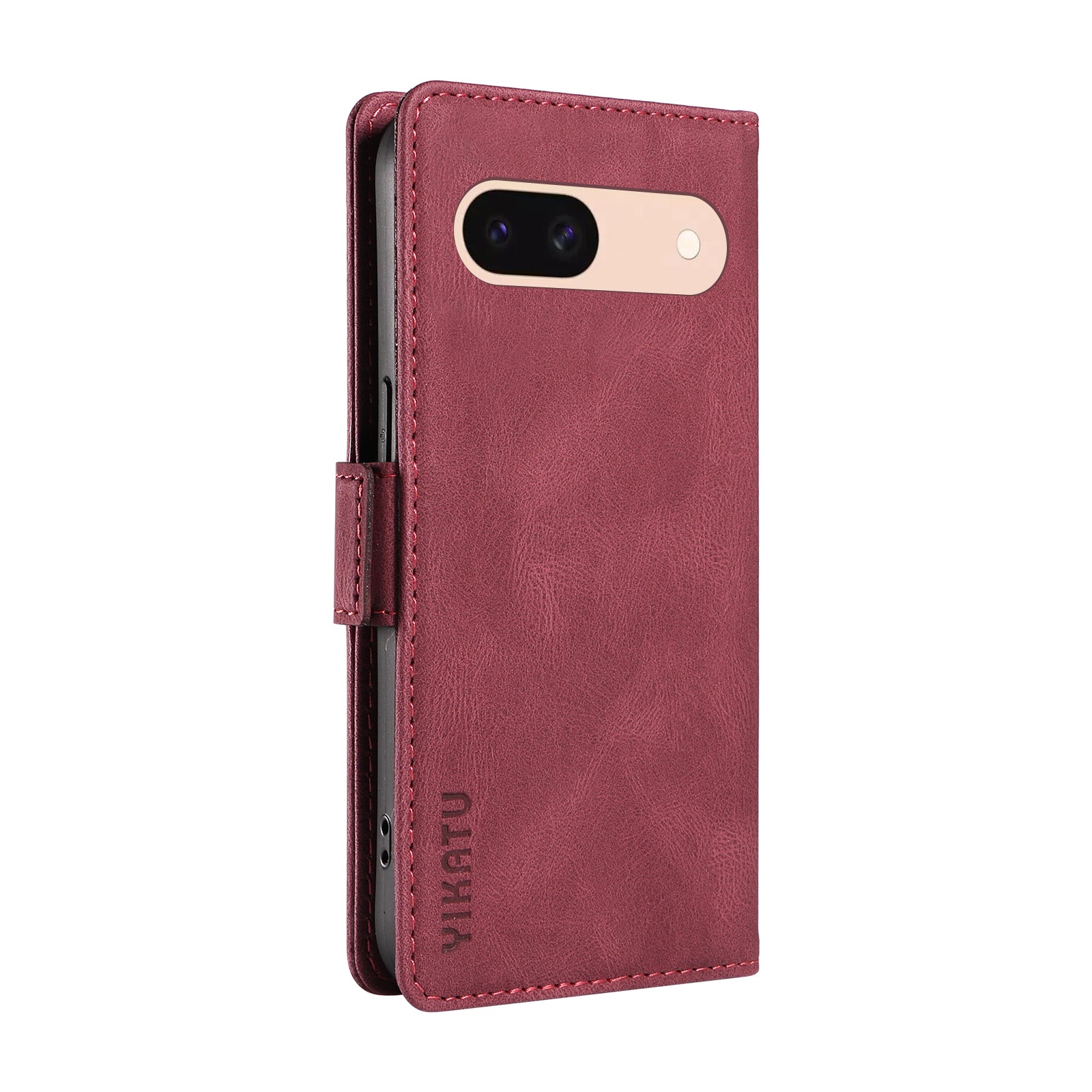 YIKATU YK-005 For Google Pixel 8a Case PU Leather Skin-touch Wallet Flip Phone Cover - Wine Red