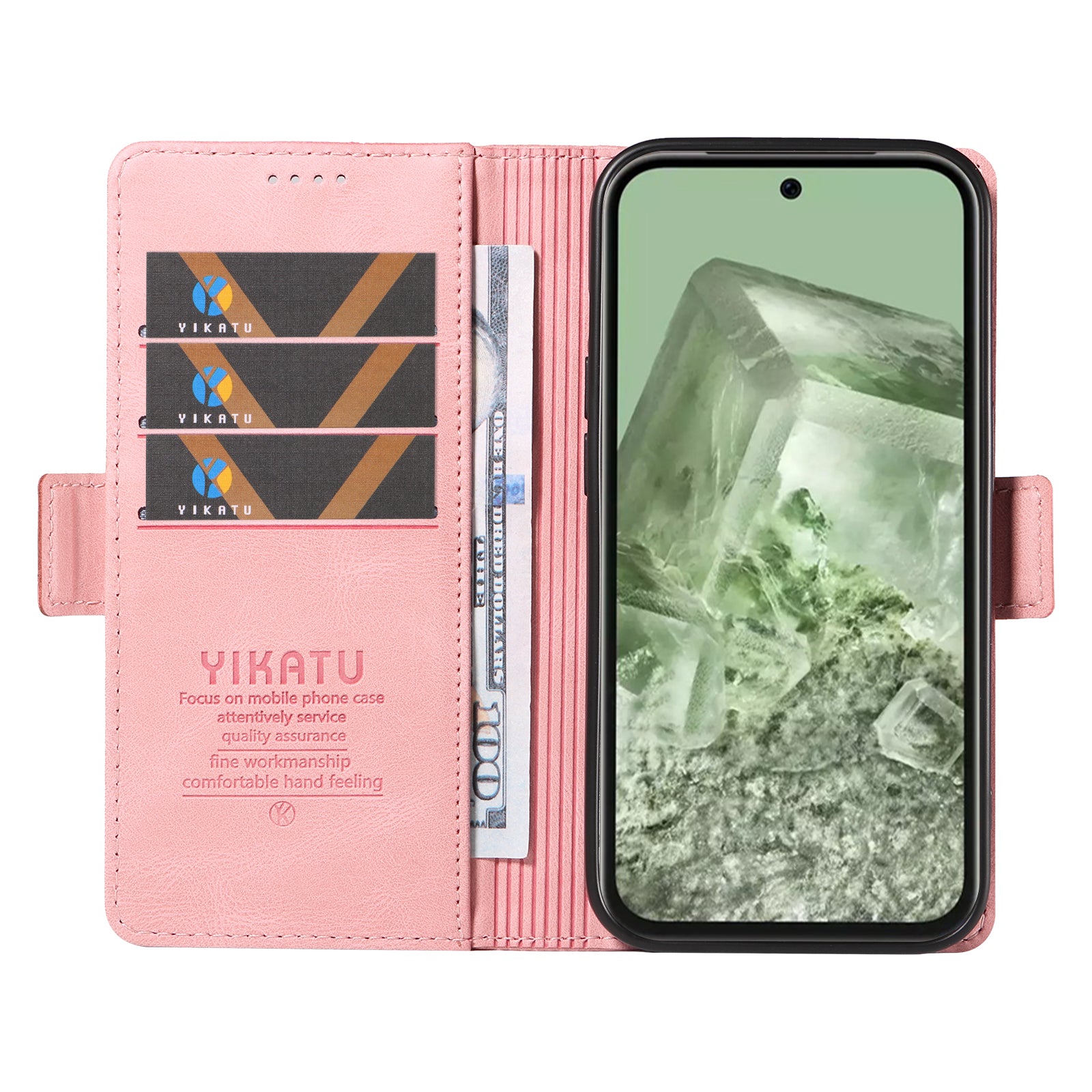 YIKATU YK-005 For Google Pixel 8a Case PU Leather Skin-touch Wallet Flip Phone Cover - Pink