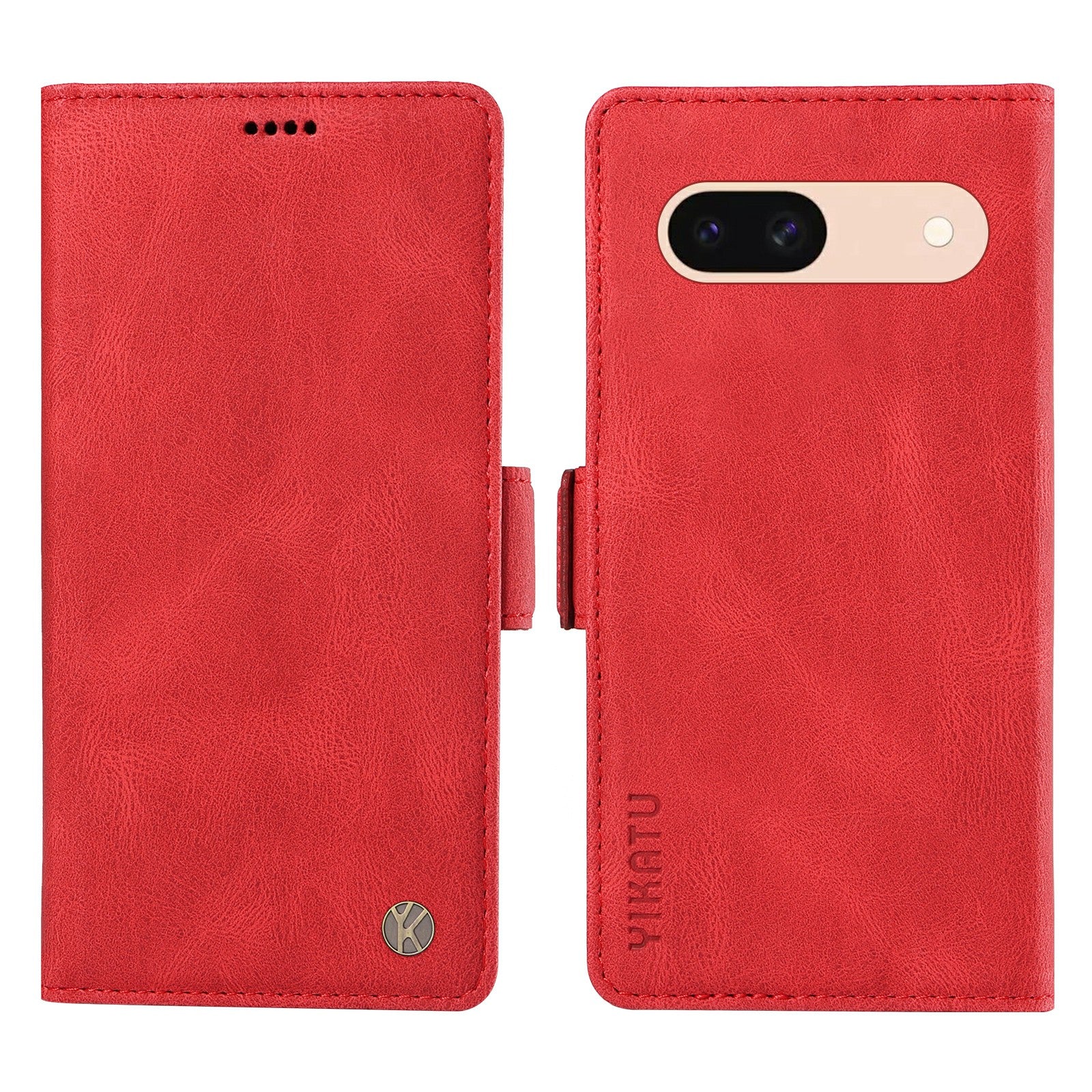 YIKATU YK-005 For Google Pixel 8a Case PU Leather Skin-touch Wallet Flip Phone Cover - Red