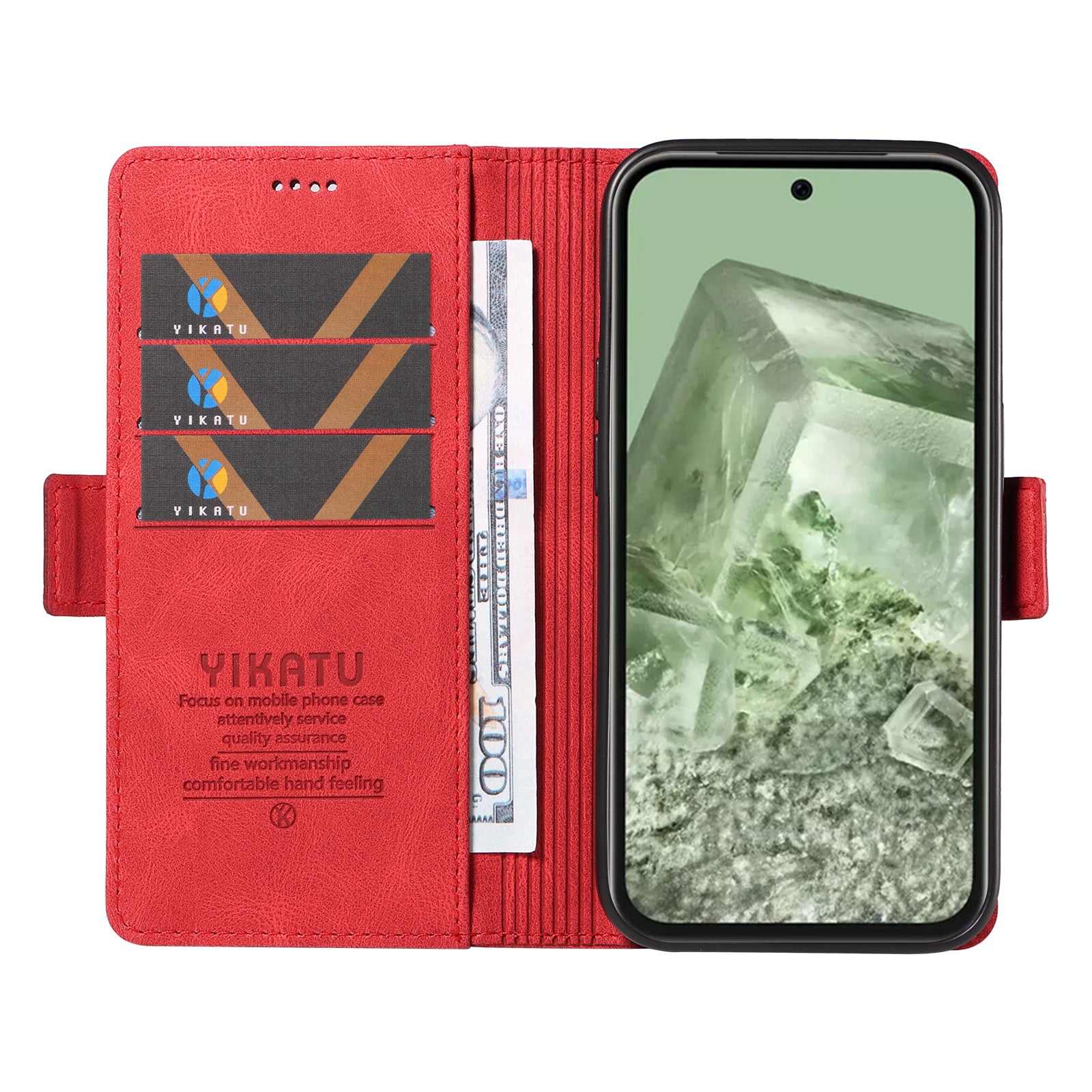 YIKATU YK-005 For Google Pixel 8a Case PU Leather Skin-touch Wallet Flip Phone Cover - Red