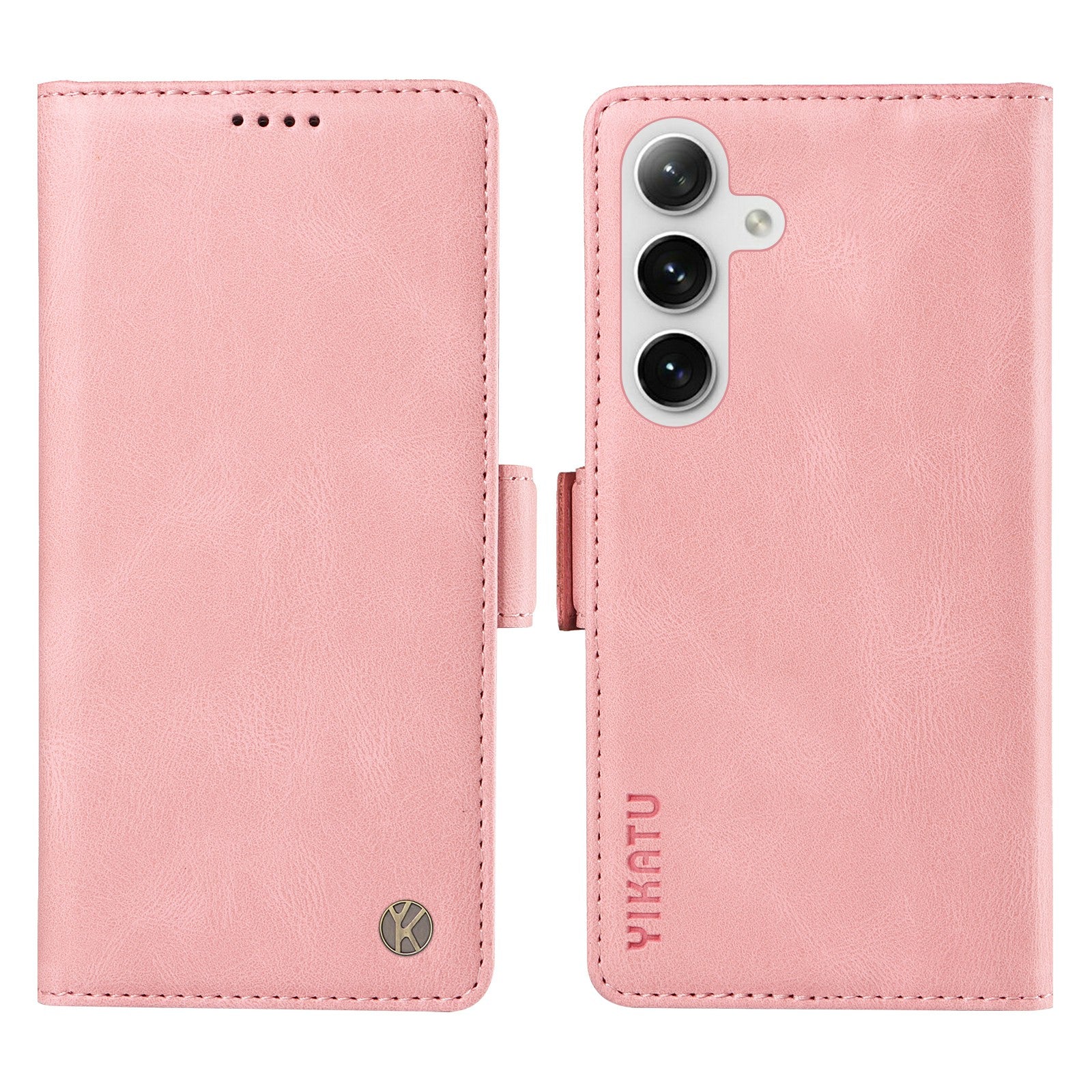 YIKATU YK-005 For Samsung Galaxy S24 Case PU Leather Magnetic Buckle Phone Cover Skin Touch Feeling - Pink