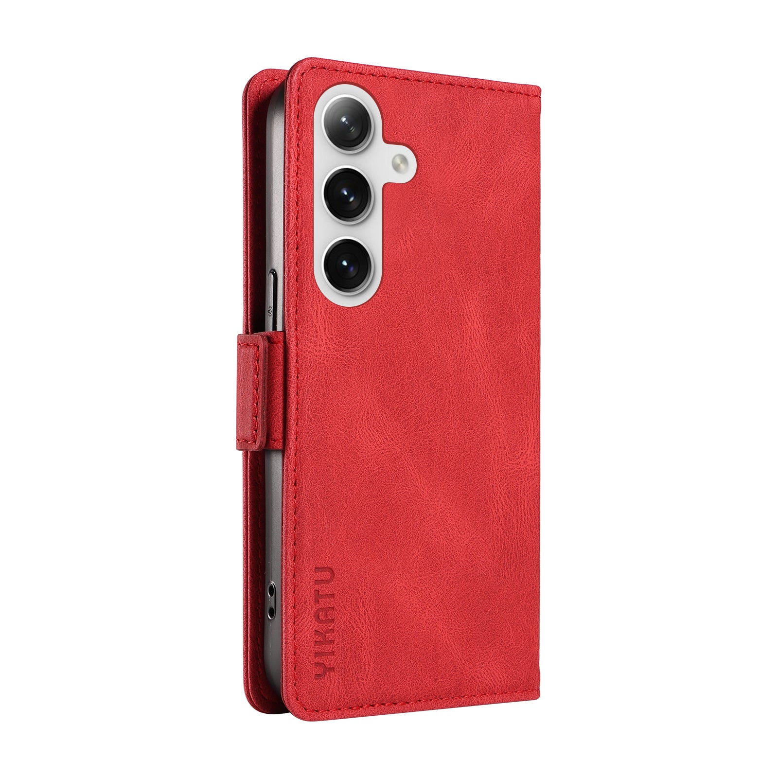 YIKATU YK-005 For Samsung Galaxy S24 Case PU Leather Magnetic Buckle Phone Cover Skin Touch Feeling - Red