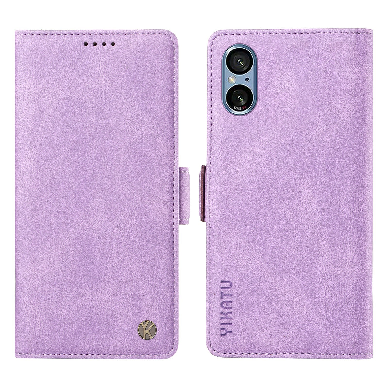 YIKATU YK-005 For Sony Xperia 5 V Leather Phone Case Folding Stand Wallet Cover - Purple