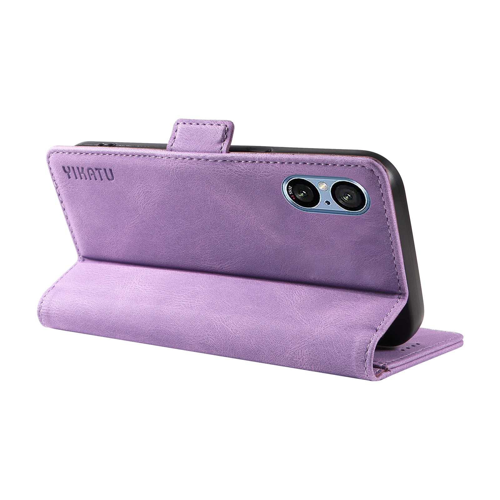 YIKATU YK-005 For Sony Xperia 5 V Leather Phone Case Folding Stand Wallet Cover - Purple