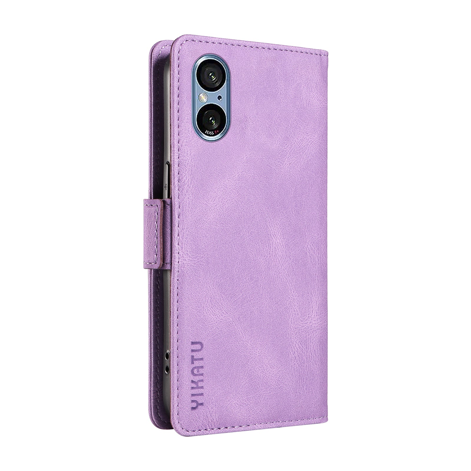 YIKATU YK-005 For Sony Xperia 5 V Leather Phone Case Folding Stand Wallet Cover - Purple