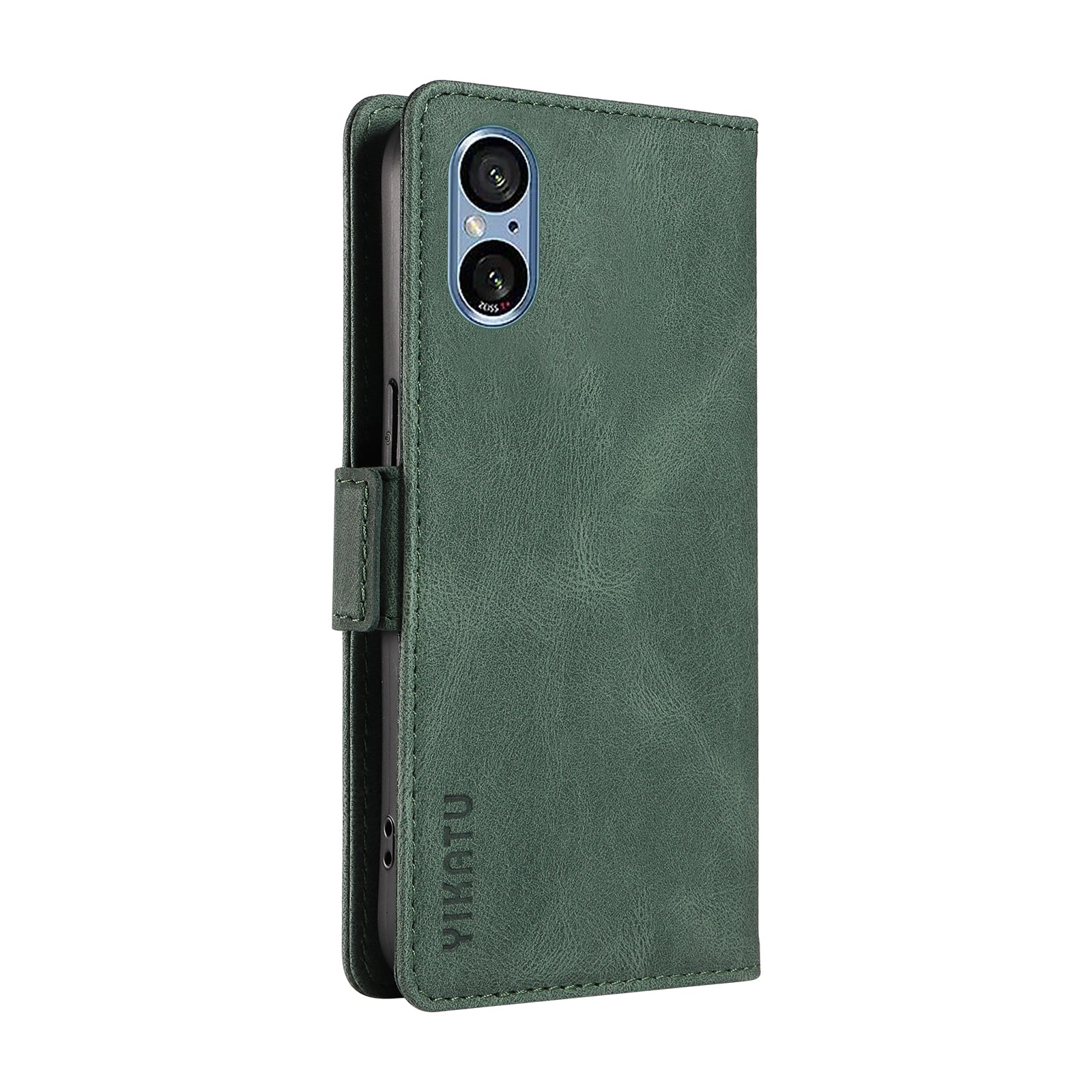 YIKATU YK-005 For Sony Xperia 5 V Leather Phone Case Folding Stand Wallet Cover - Green