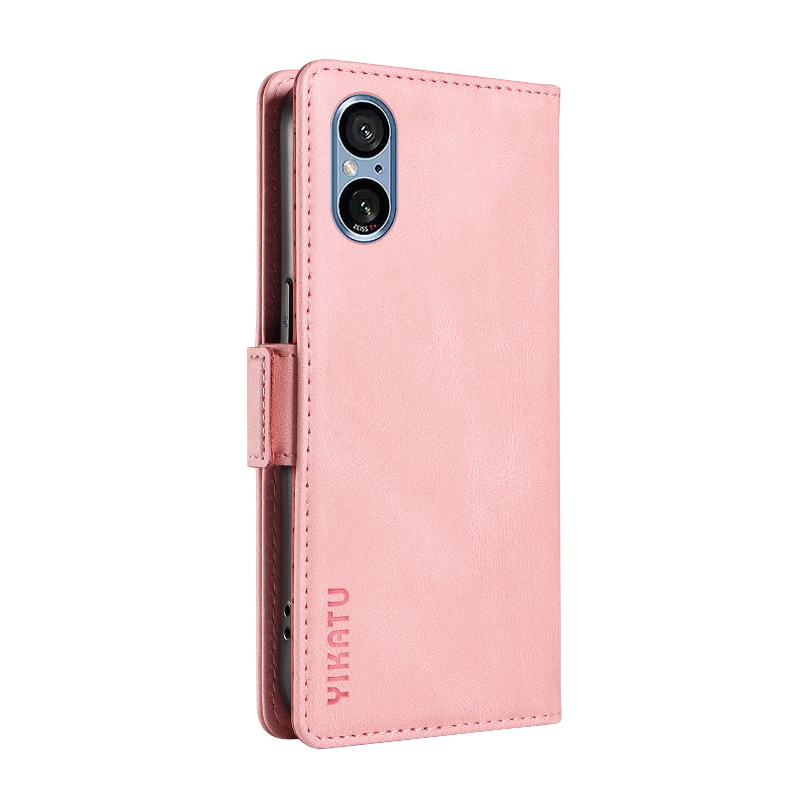 YIKATU YK-005 For Sony Xperia 5 V Leather Phone Case Folding Stand Wallet Cover - Pink