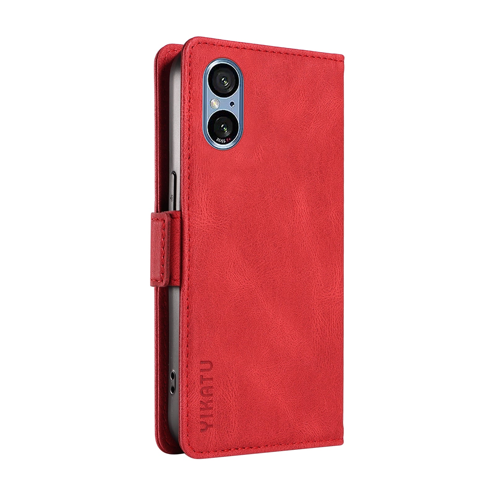 YIKATU YK-005 For Sony Xperia 5 V Leather Phone Case Folding Stand Wallet Cover - Red