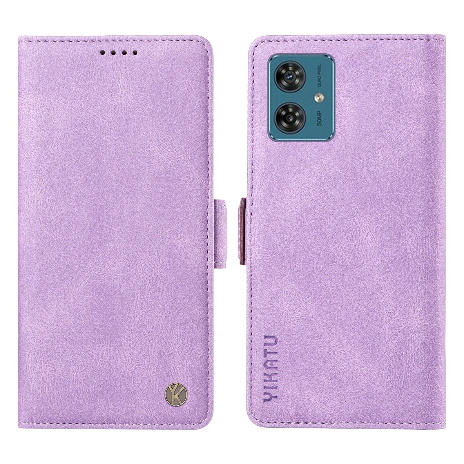 YIKATU YK-005 For Motorola Moto G54 5G Cell Phone Leather Case Stand Wallet Cover - Purple