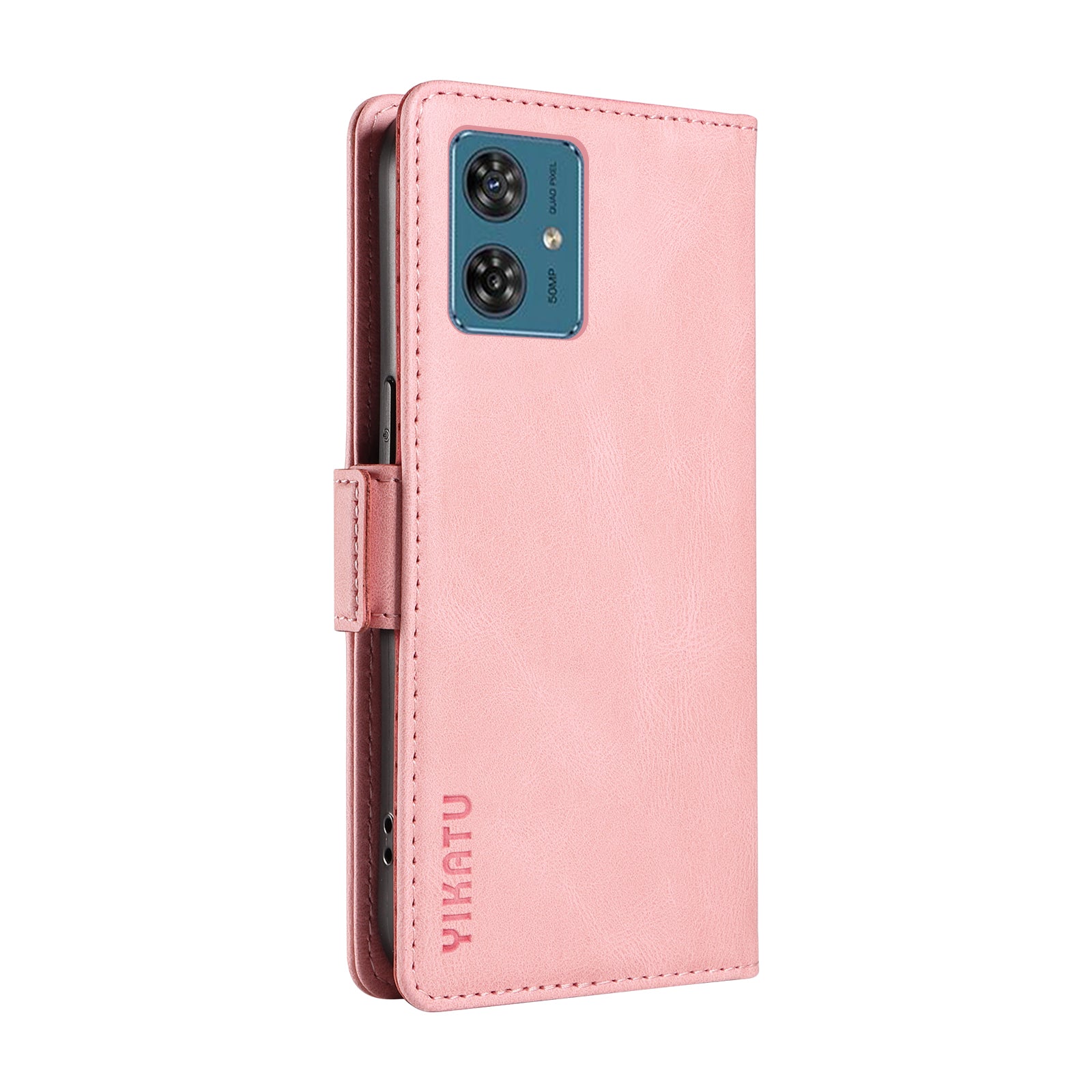 YIKATU YK-005 For Motorola Moto G54 5G Cell Phone Leather Case Stand Wallet Cover - Pink