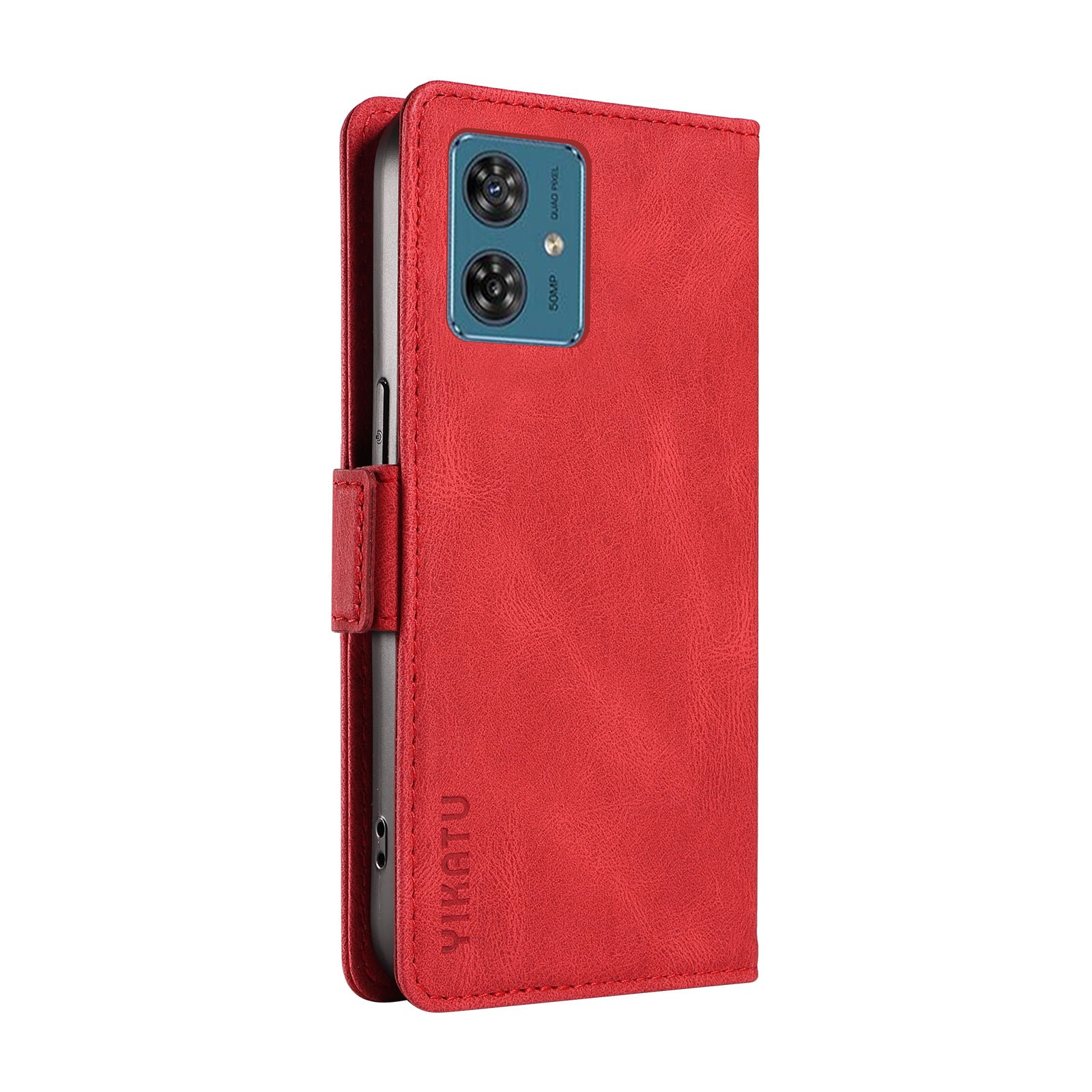 YIKATU YK-005 For Motorola Moto G54 5G Cell Phone Leather Case Stand Wallet Cover - Red