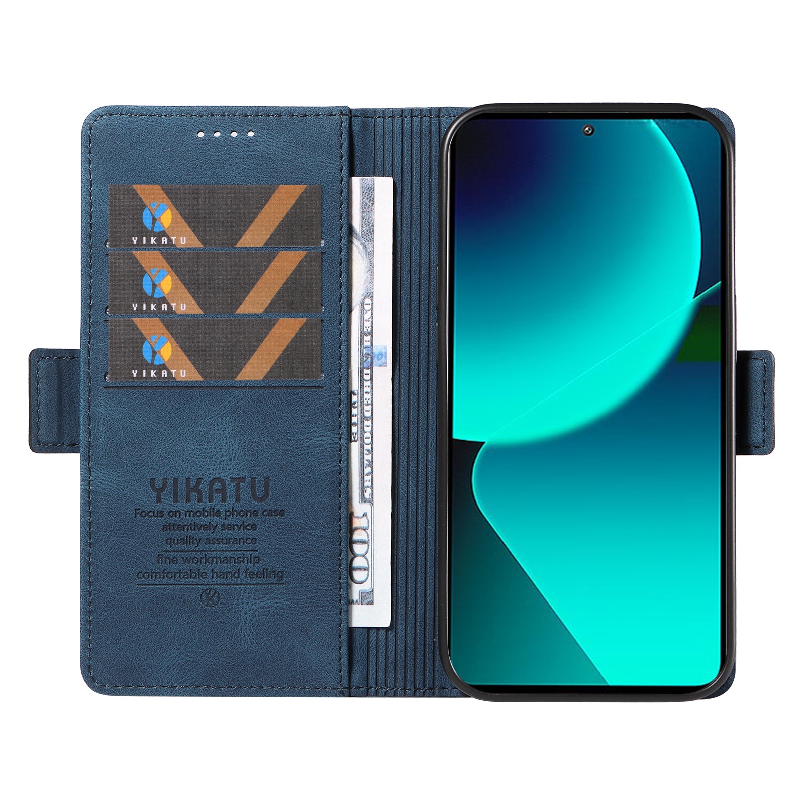 YIKATU YK-005 For Xiaomi 13T / 13T Pro / Redmi K60 Ultra Leather Phone Case Flip Stand Wallet Cover - Blue