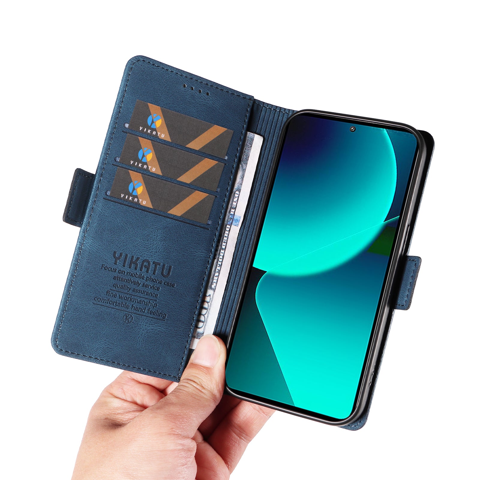 YIKATU YK-005 For Xiaomi 13T / 13T Pro / Redmi K60 Ultra Leather Phone Case Flip Stand Wallet Cover - Blue