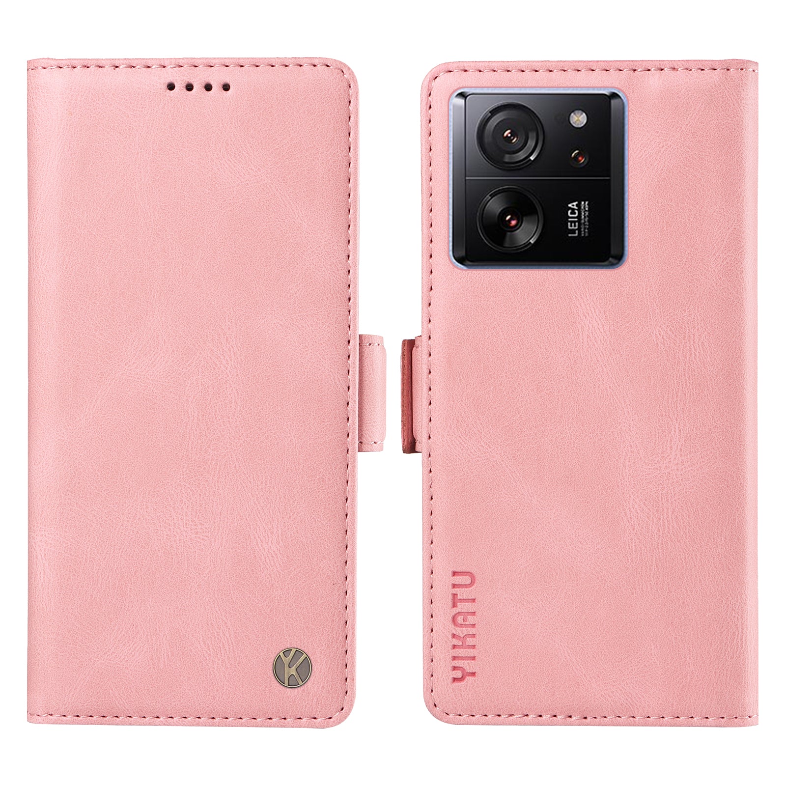 YIKATU YK-005 For Xiaomi 13T / 13T Pro / Redmi K60 Ultra Leather Phone Case Flip Stand Wallet Cover - Pink