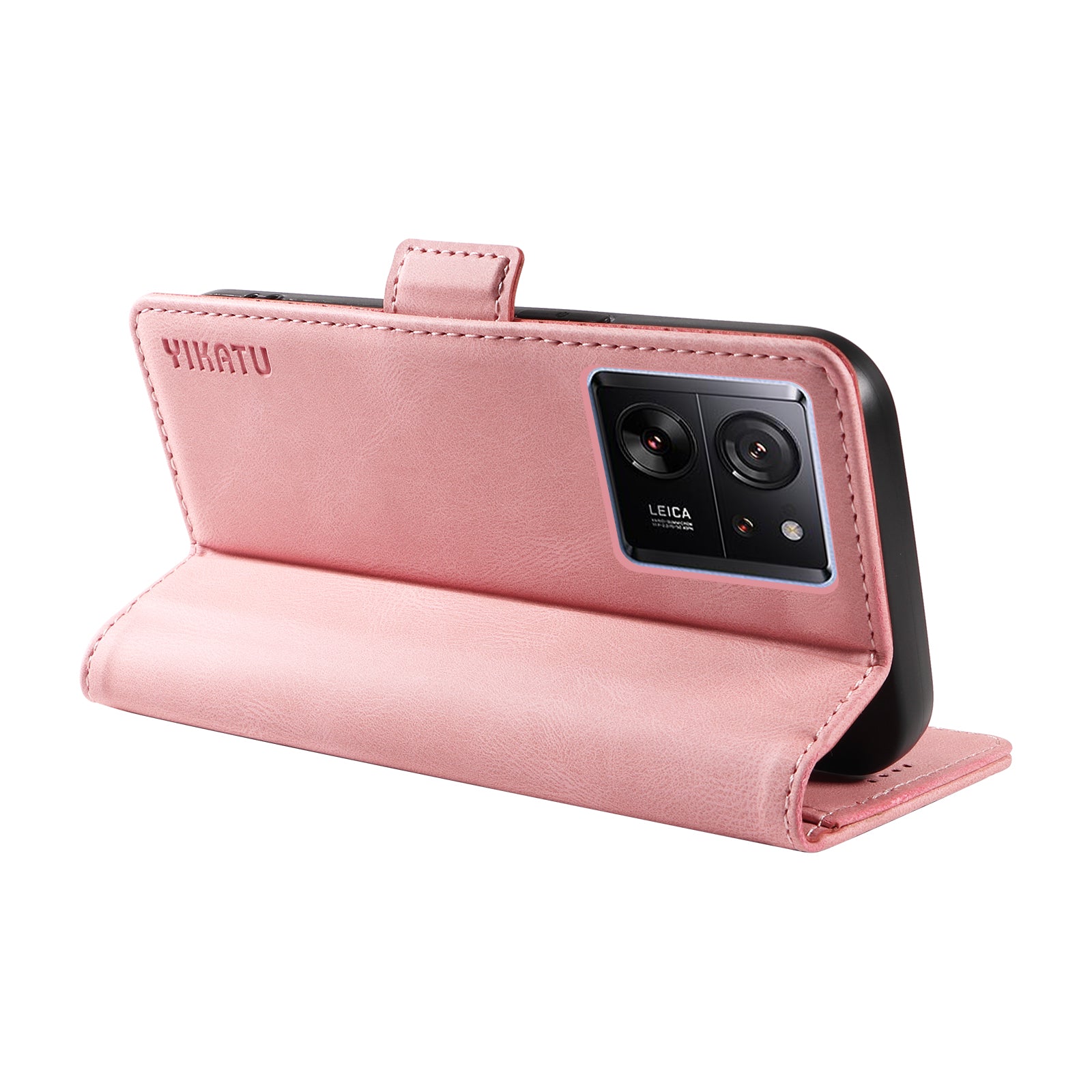 YIKATU YK-005 For Xiaomi 13T / 13T Pro / Redmi K60 Ultra Leather Phone Case Flip Stand Wallet Cover - Pink