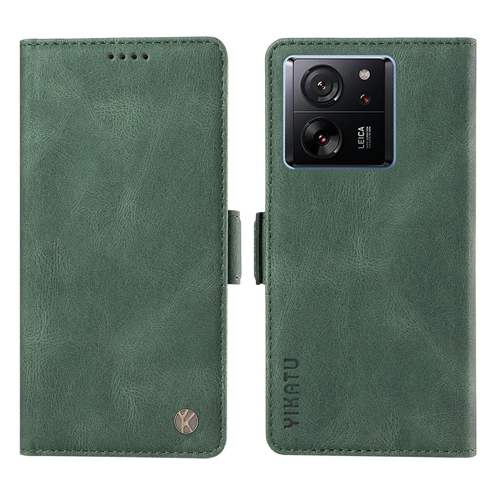 YIKATU YK-005 For Xiaomi 13T / 13T Pro / Redmi K60 Ultra Leather Phone Case Flip Stand Wallet Cover - Green