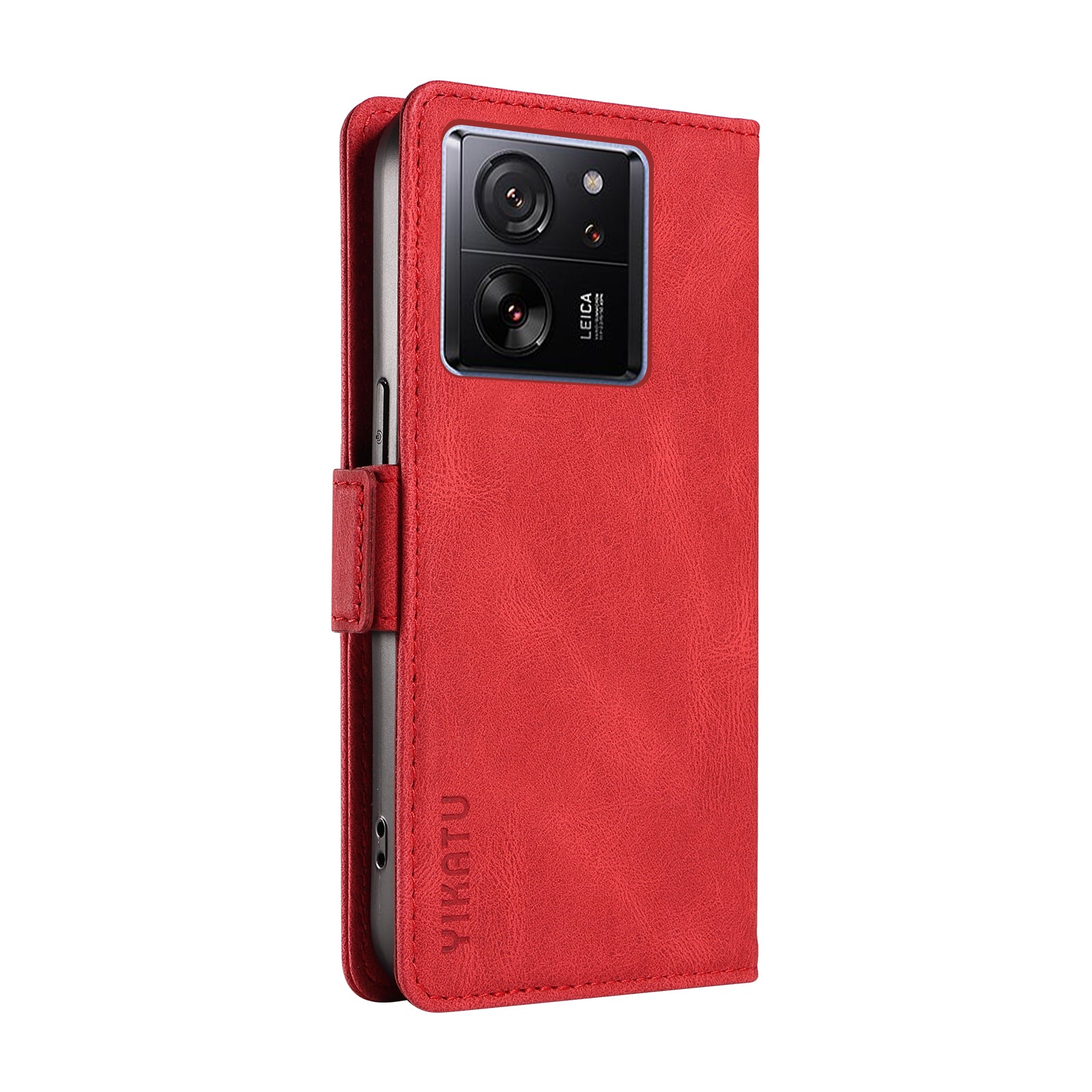 YIKATU YK-005 For Xiaomi 13T / 13T Pro / Redmi K60 Ultra Leather Phone Case Flip Stand Wallet Cover - Red