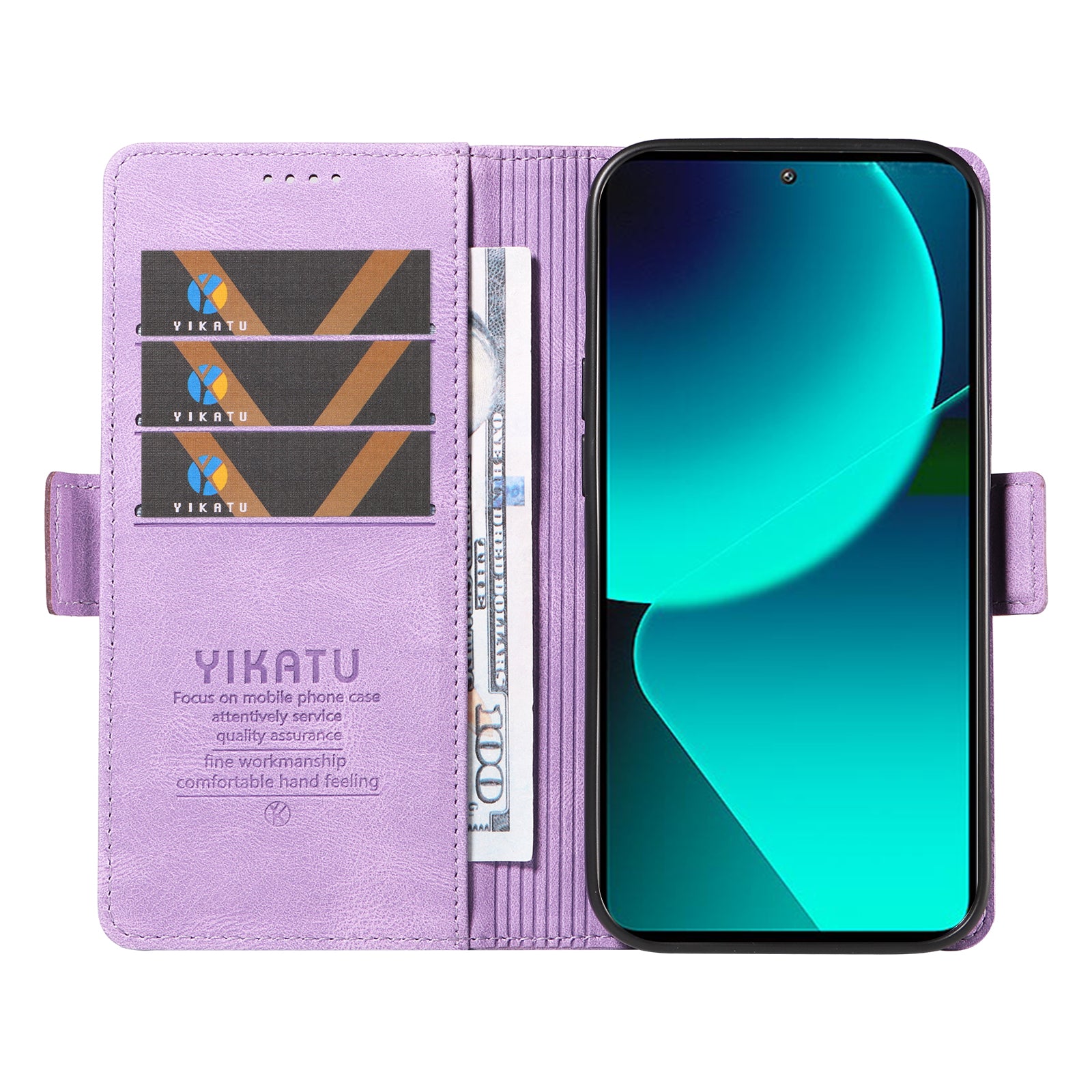 YIKATU YK-005 For Xiaomi 13T / 13T Pro / Redmi K60 Ultra Leather Phone Case Flip Stand Wallet Cover - Purple