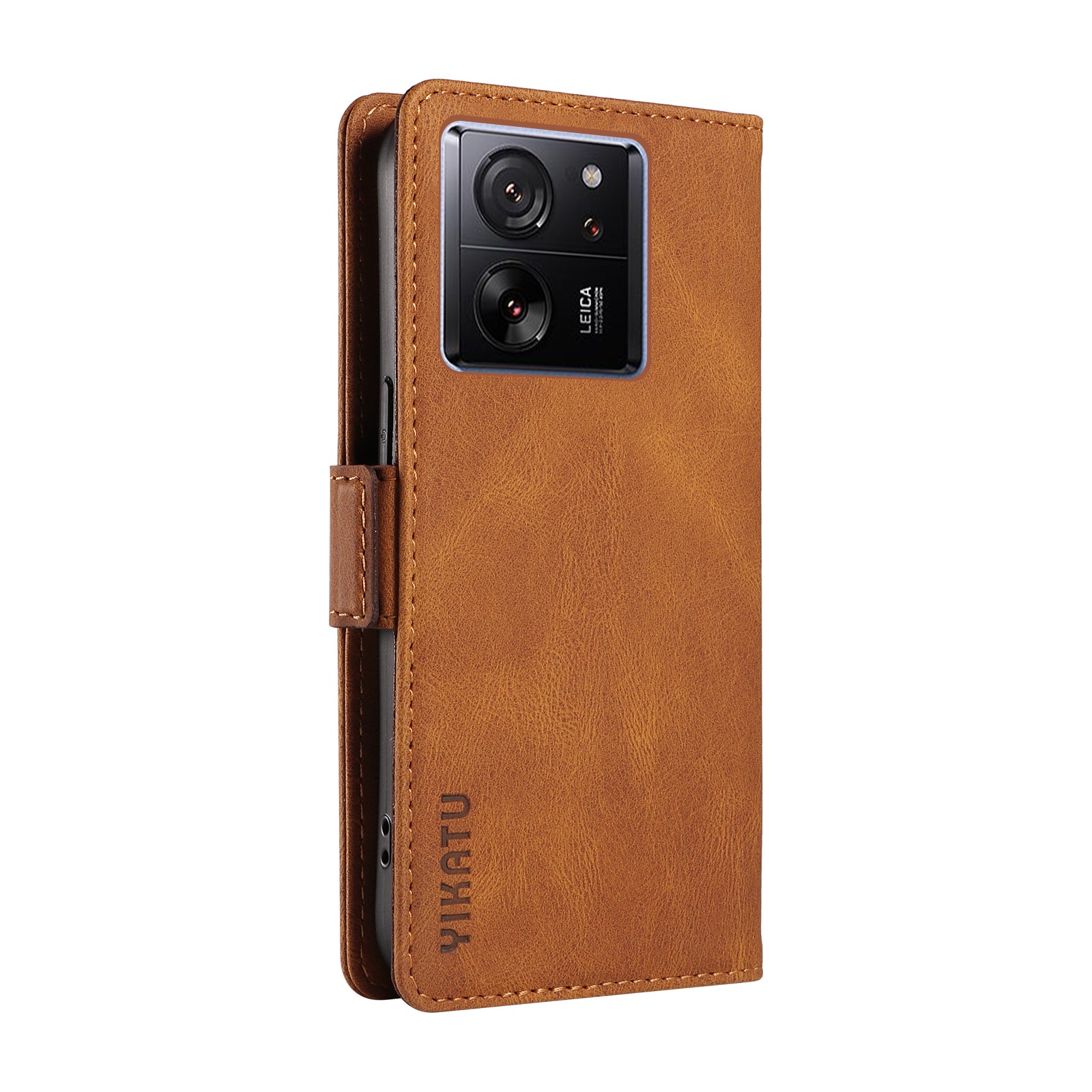 YIKATU YK-005 For Xiaomi 13T / 13T Pro / Redmi K60 Ultra Leather Phone Case Flip Stand Wallet Cover - Brown