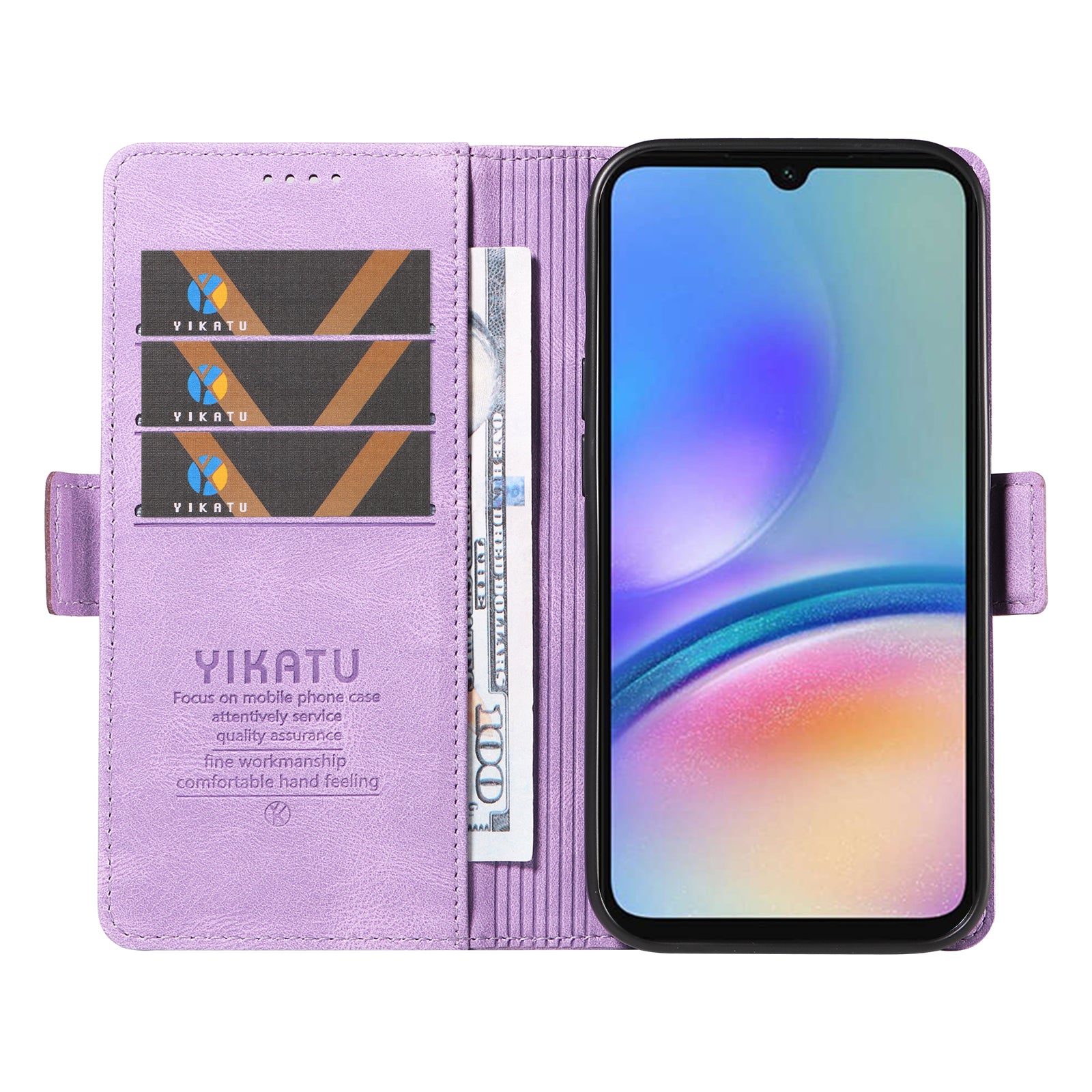 YIKATU YK-005 For Samsung Galaxy A05s 4G Cell Phone Leather Case Drop Proof Wallet Cover - Purple