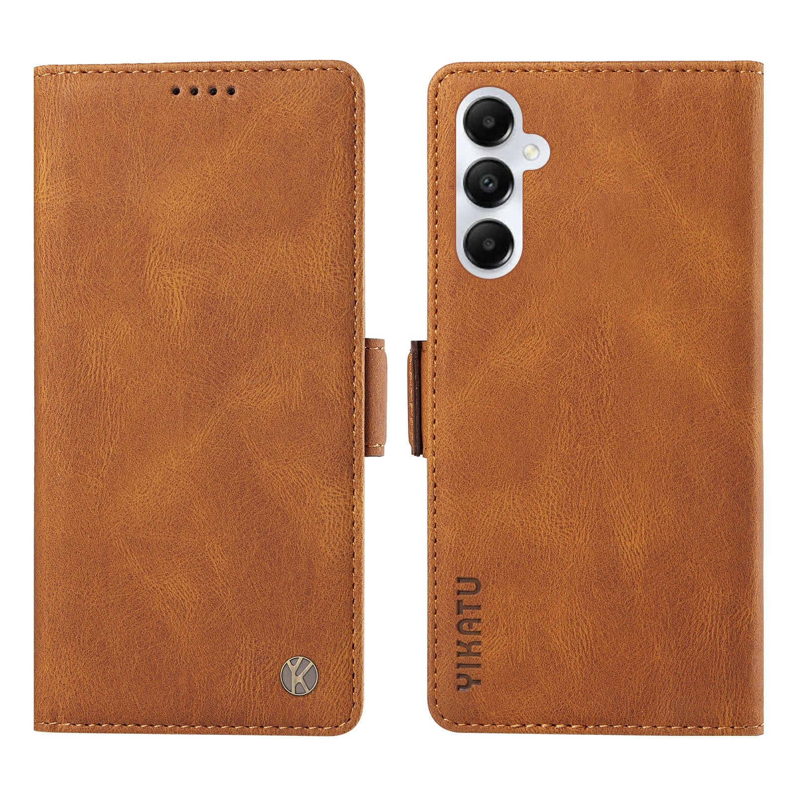 YIKATU YK-005 For Samsung Galaxy A05s 4G Cell Phone Leather Case Drop Proof Wallet Cover - Brown