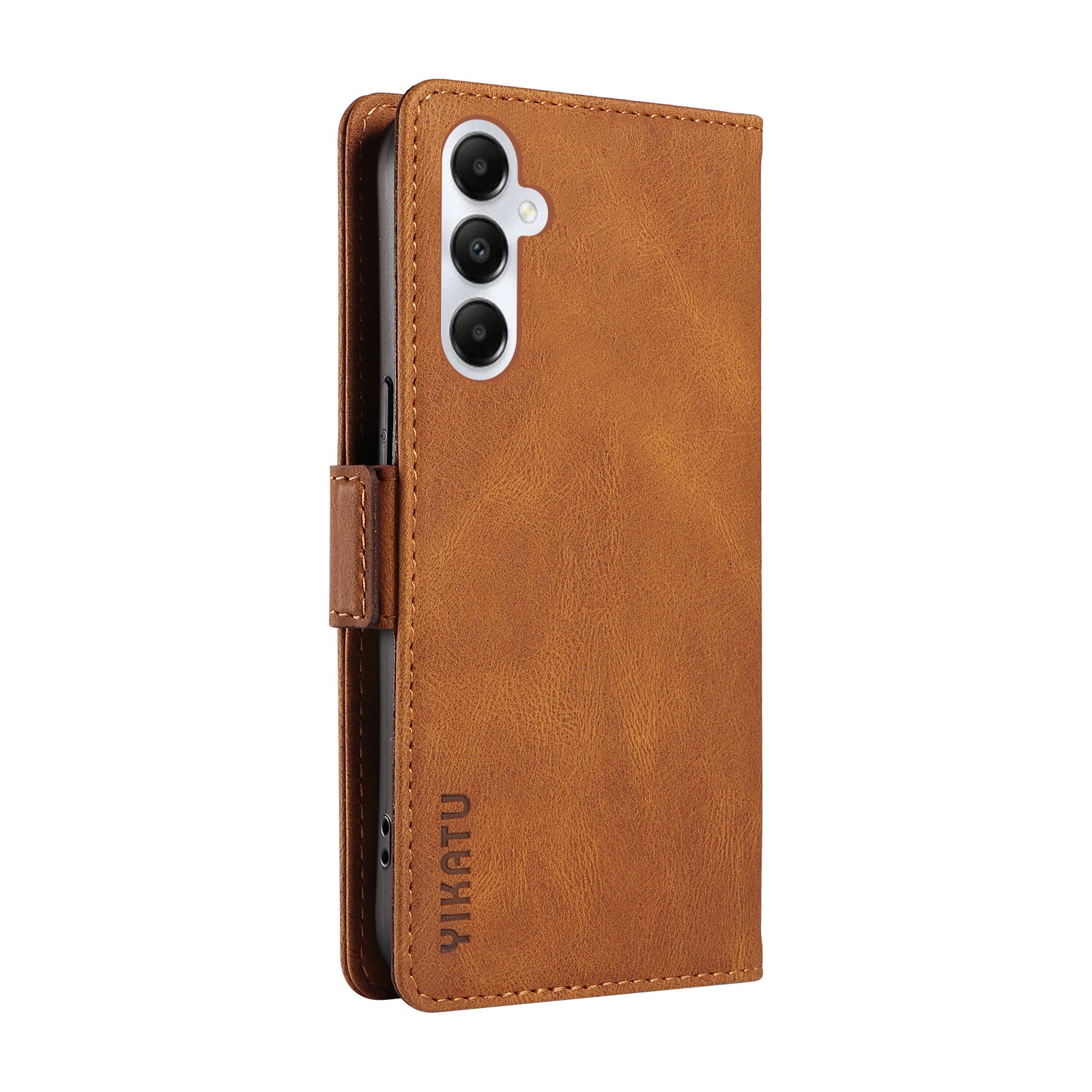 YIKATU YK-005 For Samsung Galaxy A05s 4G Cell Phone Leather Case Drop Proof Wallet Cover - Brown