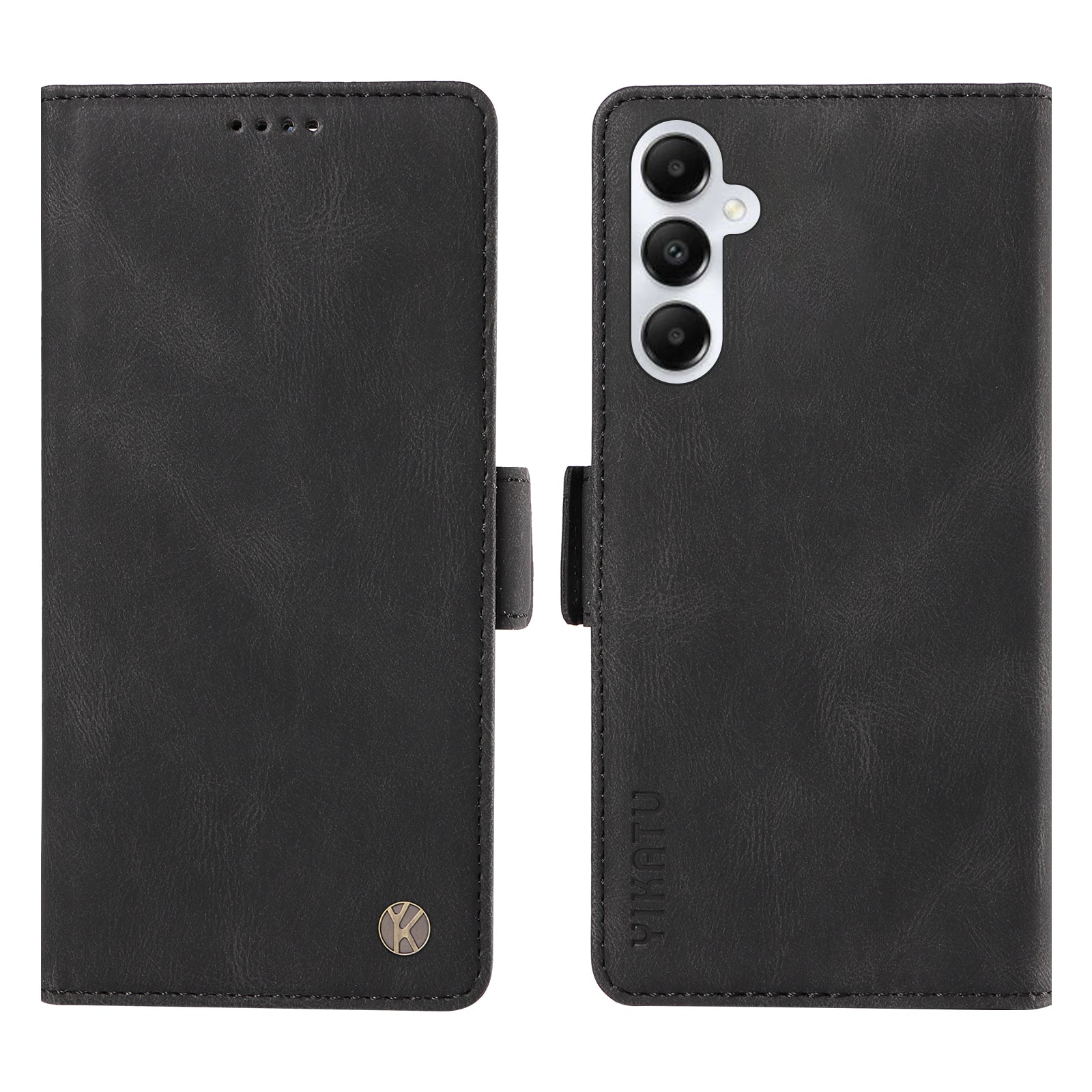 YIKATU YK-005 For Samsung Galaxy A05s 4G Cell Phone Leather Case Drop Proof Wallet Cover - Black