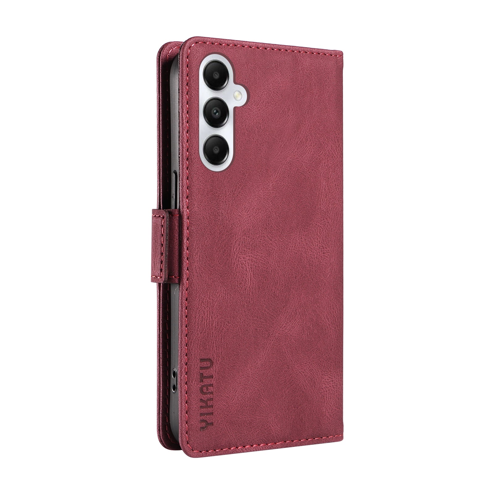 YIKATU YK-005 For Samsung Galaxy A05s 4G Cell Phone Leather Case Drop Proof Wallet Cover - Wine Red