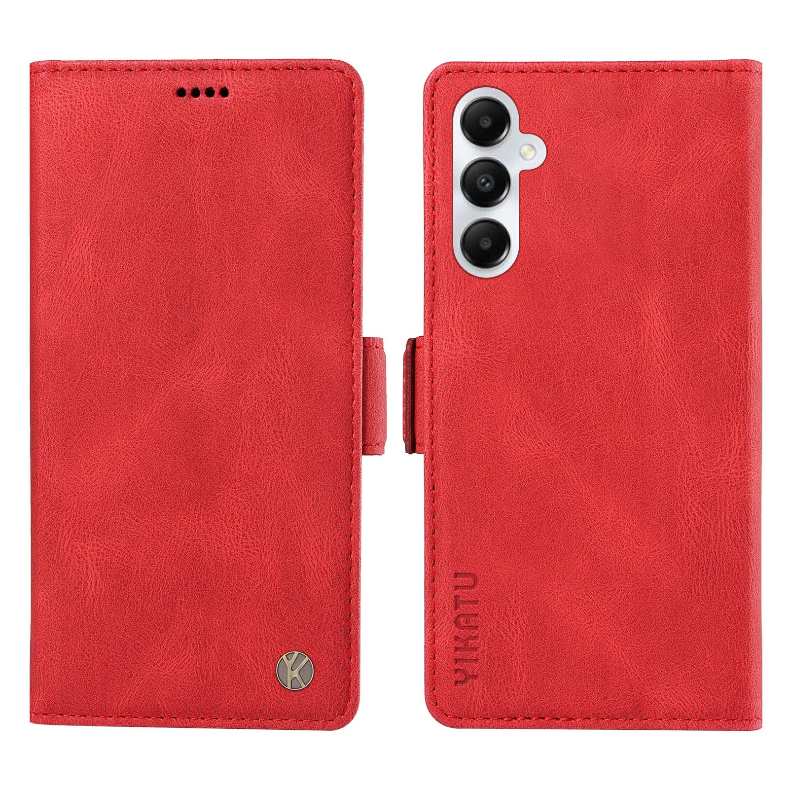 YIKATU YK-005 For Samsung Galaxy A05s 4G Cell Phone Leather Case Drop Proof Wallet Cover - Red