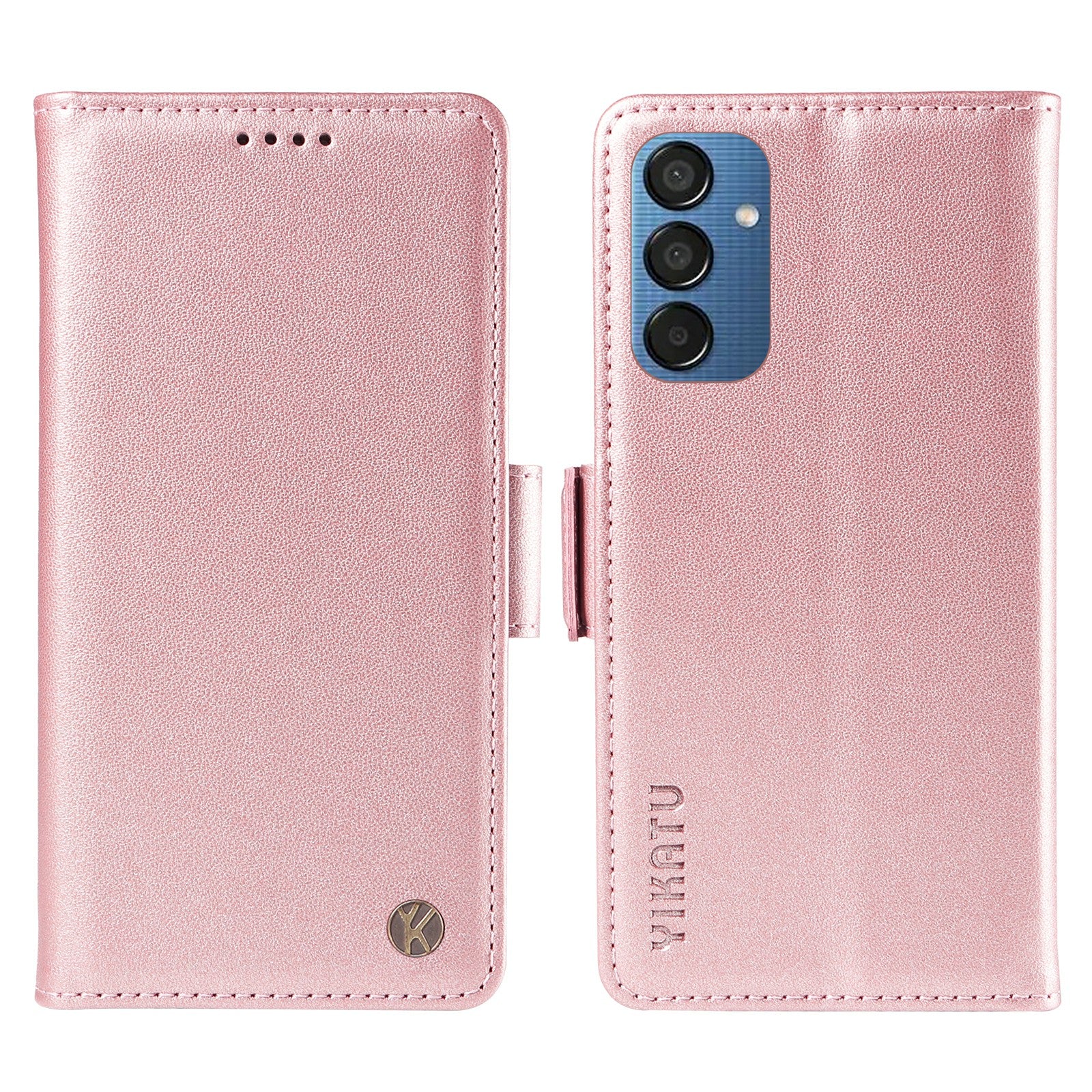 YIKATU YK-003 For Samsung Galaxy M15 5G Case Wallet Leather Cover Side Magnetic Clasp - Rose Gold