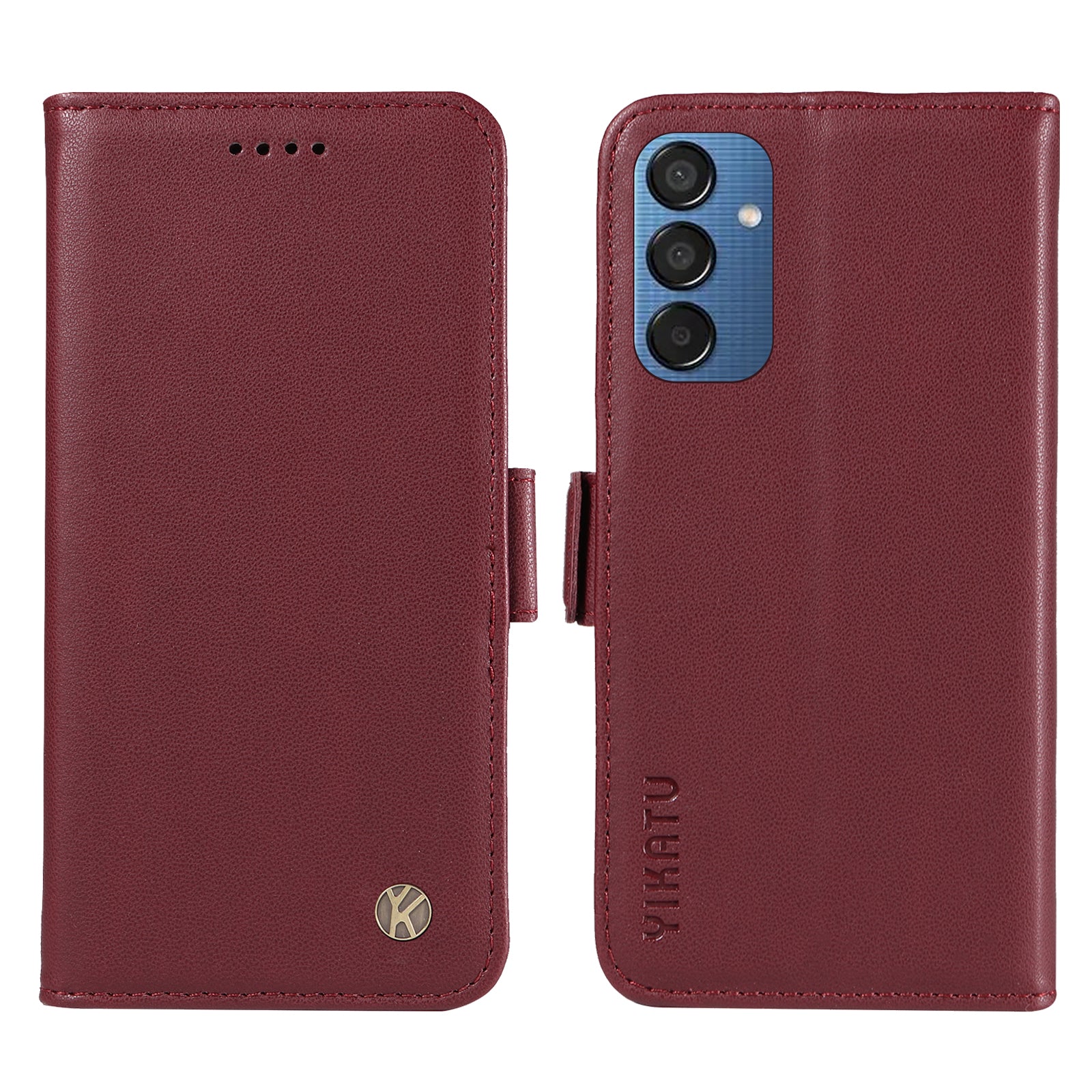 YIKATU YK-003 For Samsung Galaxy M15 5G Case Wallet Leather Cover Side Magnetic Clasp - Wine Red