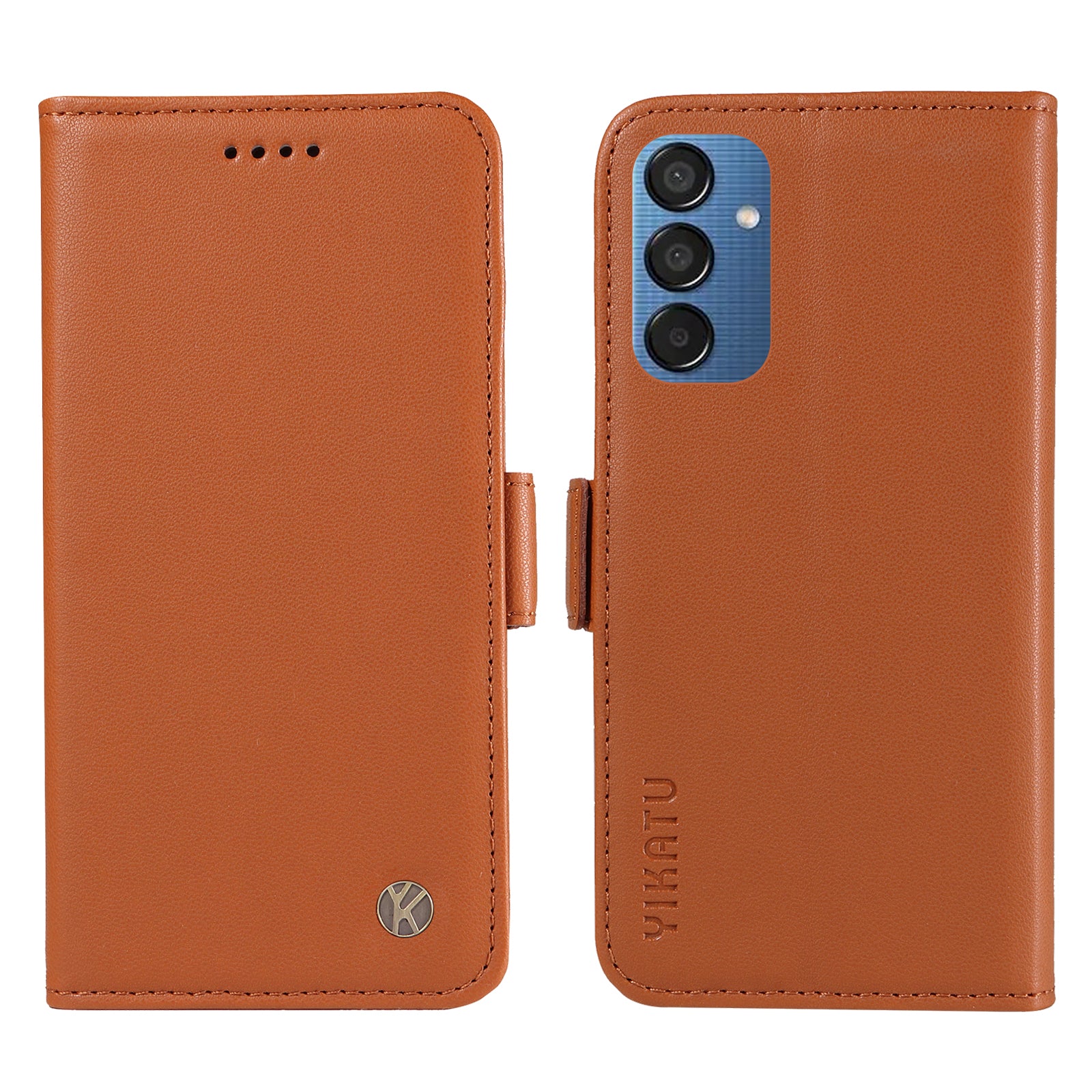 YIKATU YK-003 For Samsung Galaxy M15 5G Case Wallet Leather Cover Side Magnetic Clasp - Brown