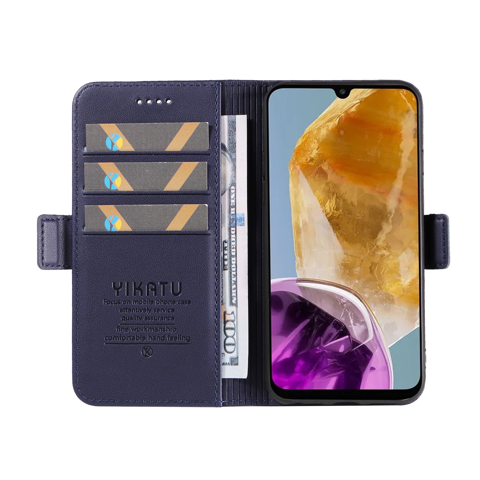 YIKATU YK-003 For Samsung Galaxy M15 5G Case Wallet Leather Cover Side Magnetic Clasp - Sapphire