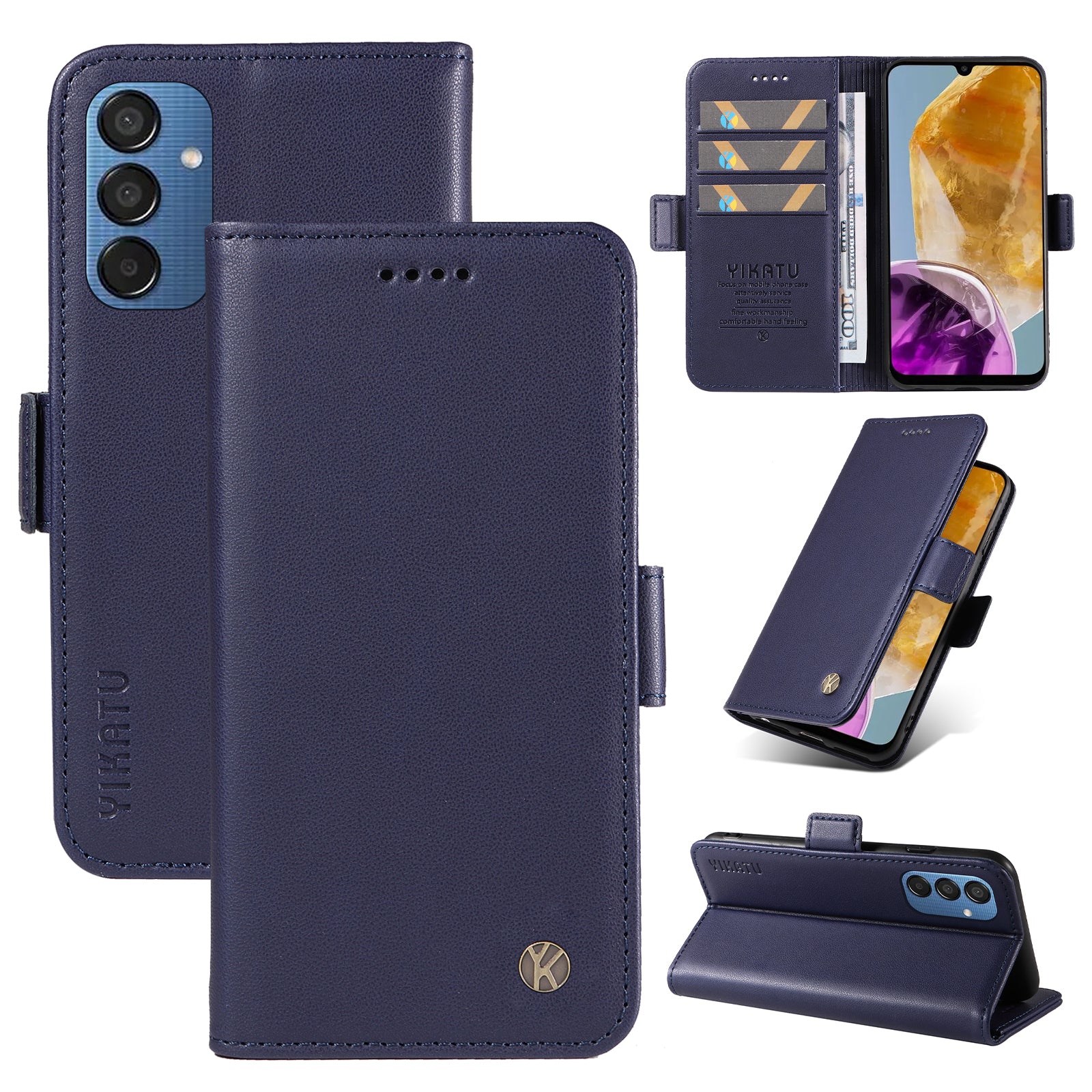 YIKATU YK-003 For Samsung Galaxy M15 5G Case Wallet Leather Cover Side Magnetic Clasp - Sapphire