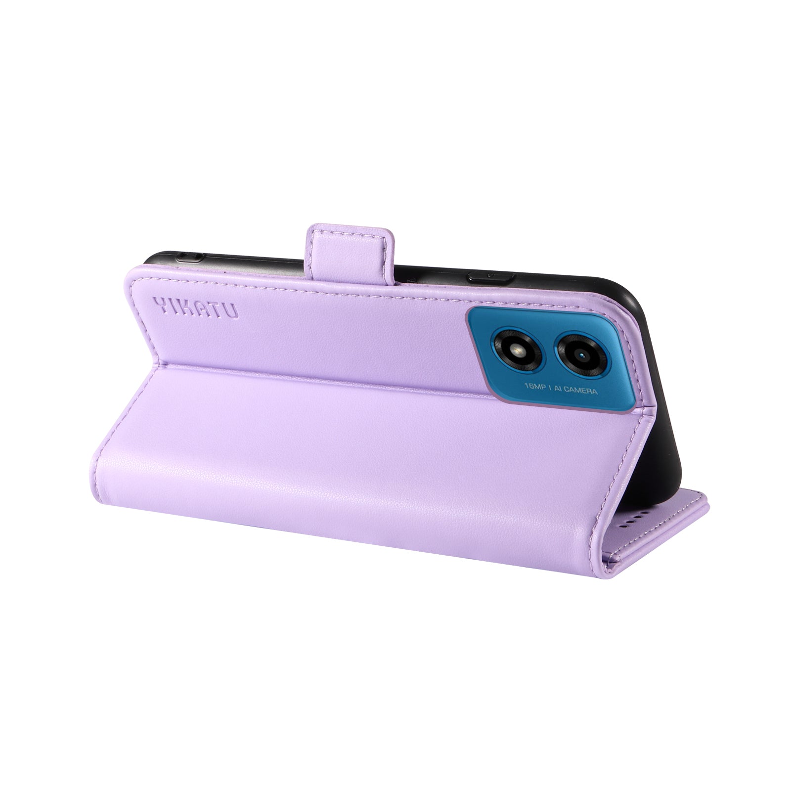 YIKATU YK-003 For Motorola Moto G04 4G / G24 4G Case PU Leather Stand Shockproof Phone Cover - Light Purple