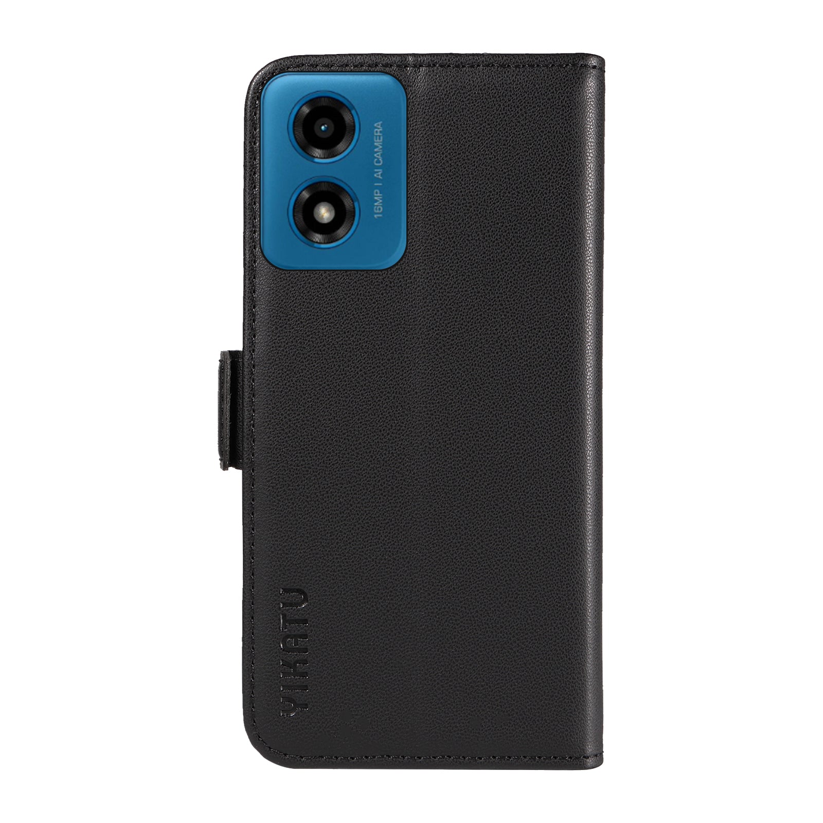 YIKATU YK-003 For Motorola Moto G04 4G / G24 4G Case PU Leather Stand Shockproof Phone Cover - Black