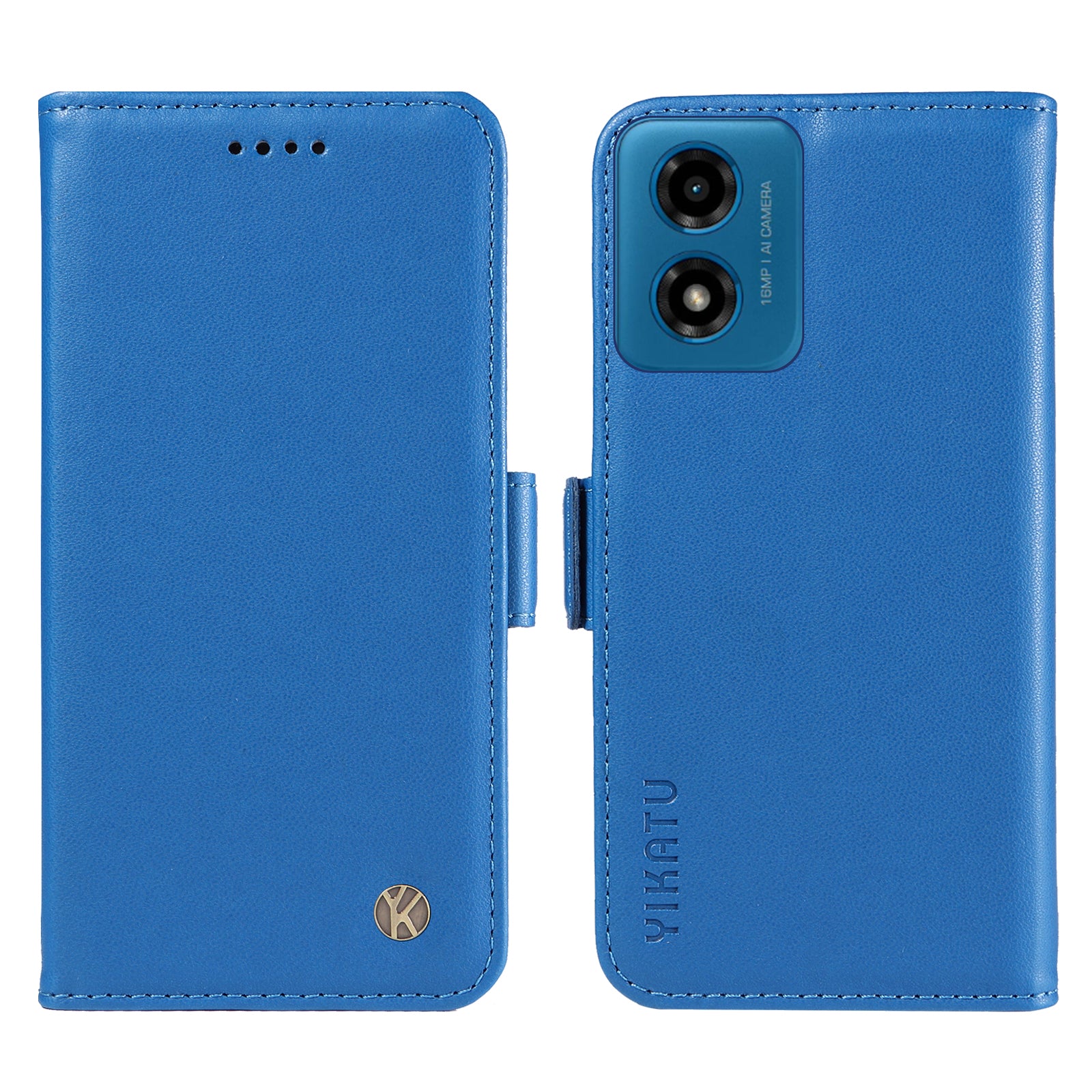 YIKATU YK-003 For Motorola Moto G04 4G / G24 4G Case PU Leather Stand Shockproof Phone Cover - Sky Blue