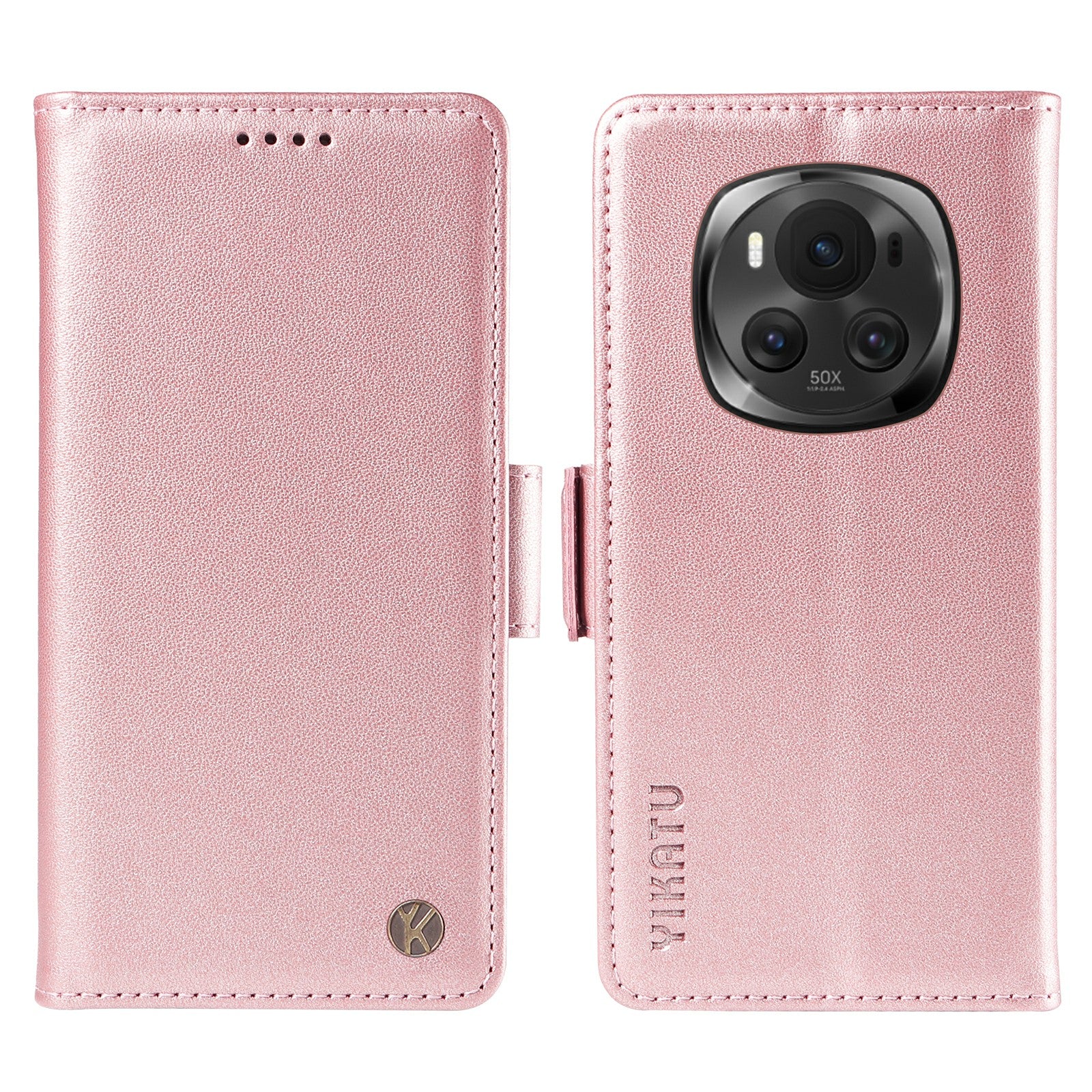 YIKATU YK-003 For Honor Magic6 5G Case PU Leather Stand Protective Phone Cover - Rose Gold