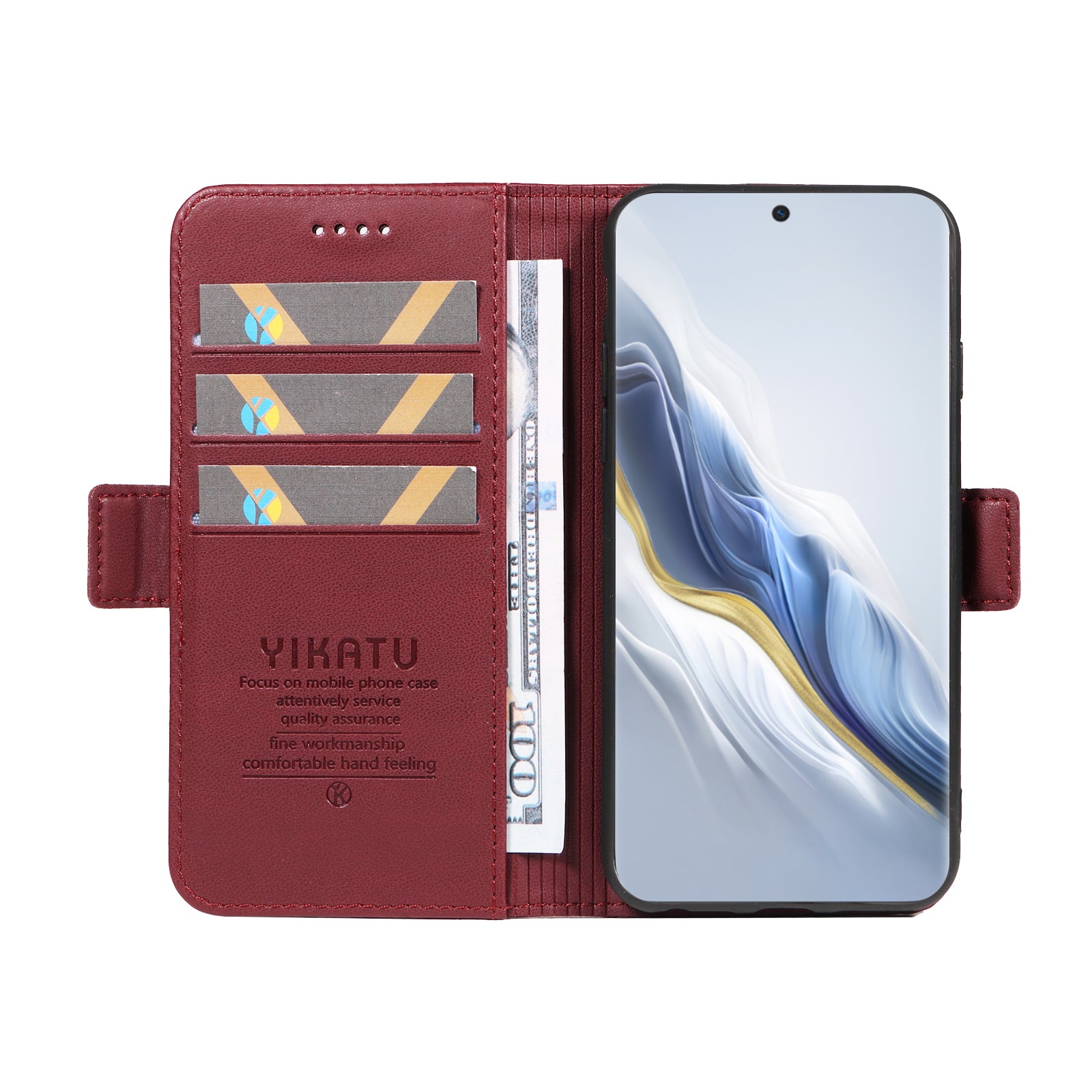 YIKATU YK-003 For Honor Magic6 5G Case PU Leather Stand Protective Phone Cover - Wine Red