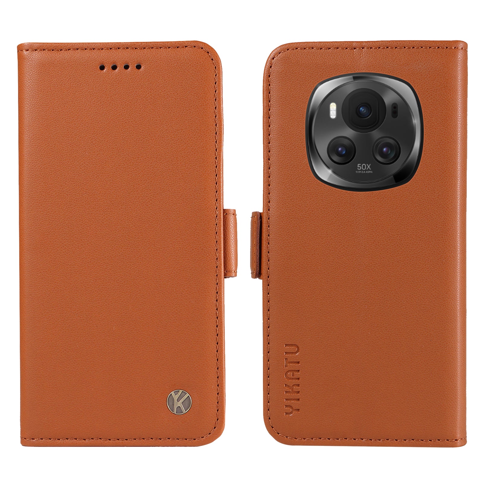 YIKATU YK-003 For Honor Magic6 5G Case PU Leather Stand Protective Phone Cover - Brown