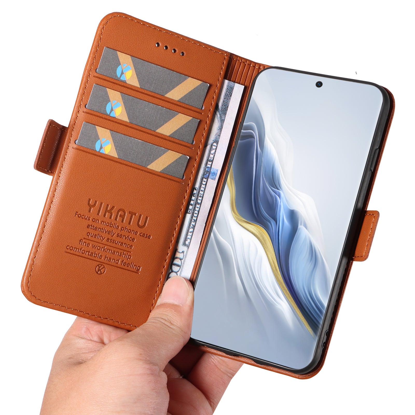 YIKATU YK-003 For Honor Magic6 5G Case PU Leather Stand Protective Phone Cover - Brown