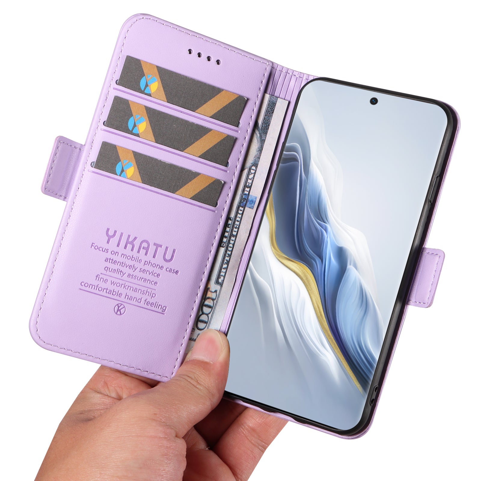 YIKATU YK-003 For Honor Magic6 5G Case PU Leather Stand Protective Phone Cover - Light Purple