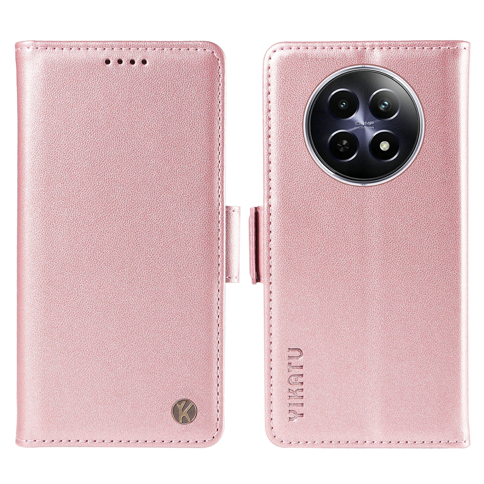 YIKATU YK-003 For Realme 12 Leather Case Wallet Cover Phone Accessories Distributors - Rose Gold