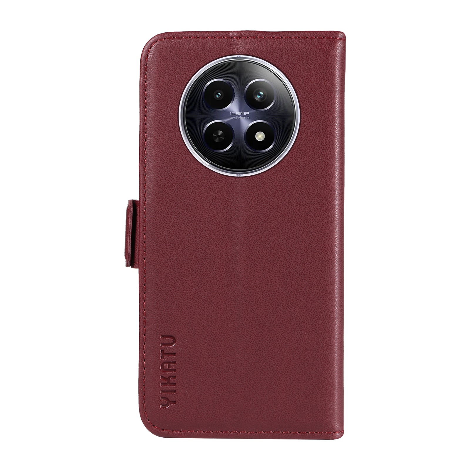 YIKATU YK-003 For Realme 12 Leather Case Wallet Cover Phone Accessories Distributors - Wine Red