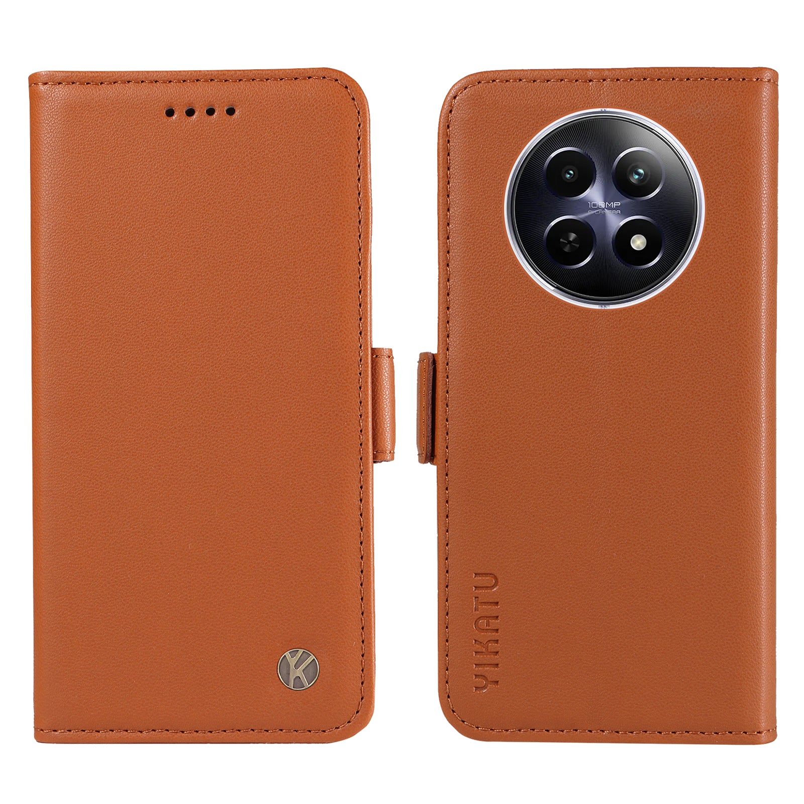 YIKATU YK-003 For Realme 12 Leather Case Wallet Cover Phone Accessories Distributors - Brown