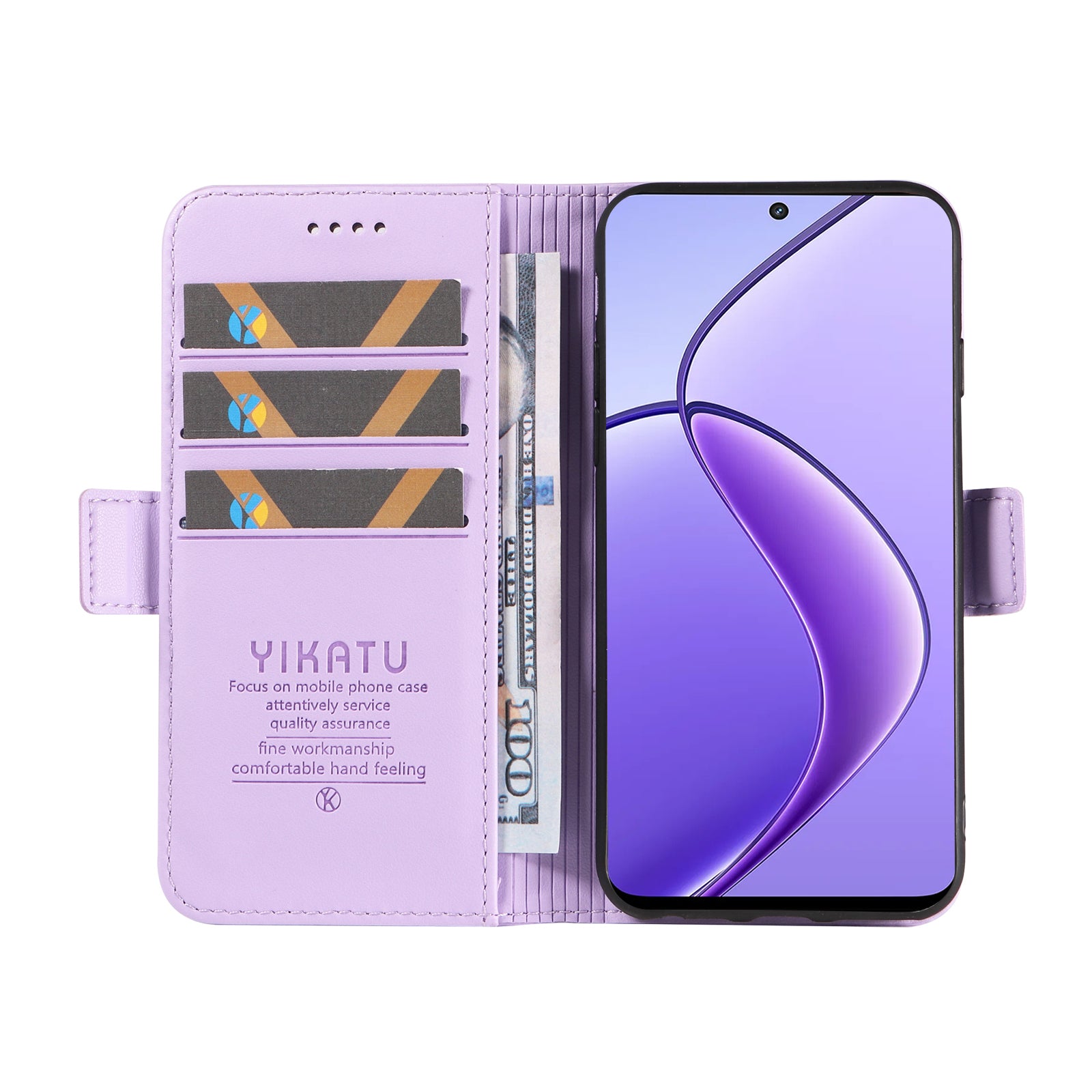 YIKATU YK-003 For Realme 12 Leather Case Wallet Cover Phone Accessories Distributors - Light Purple